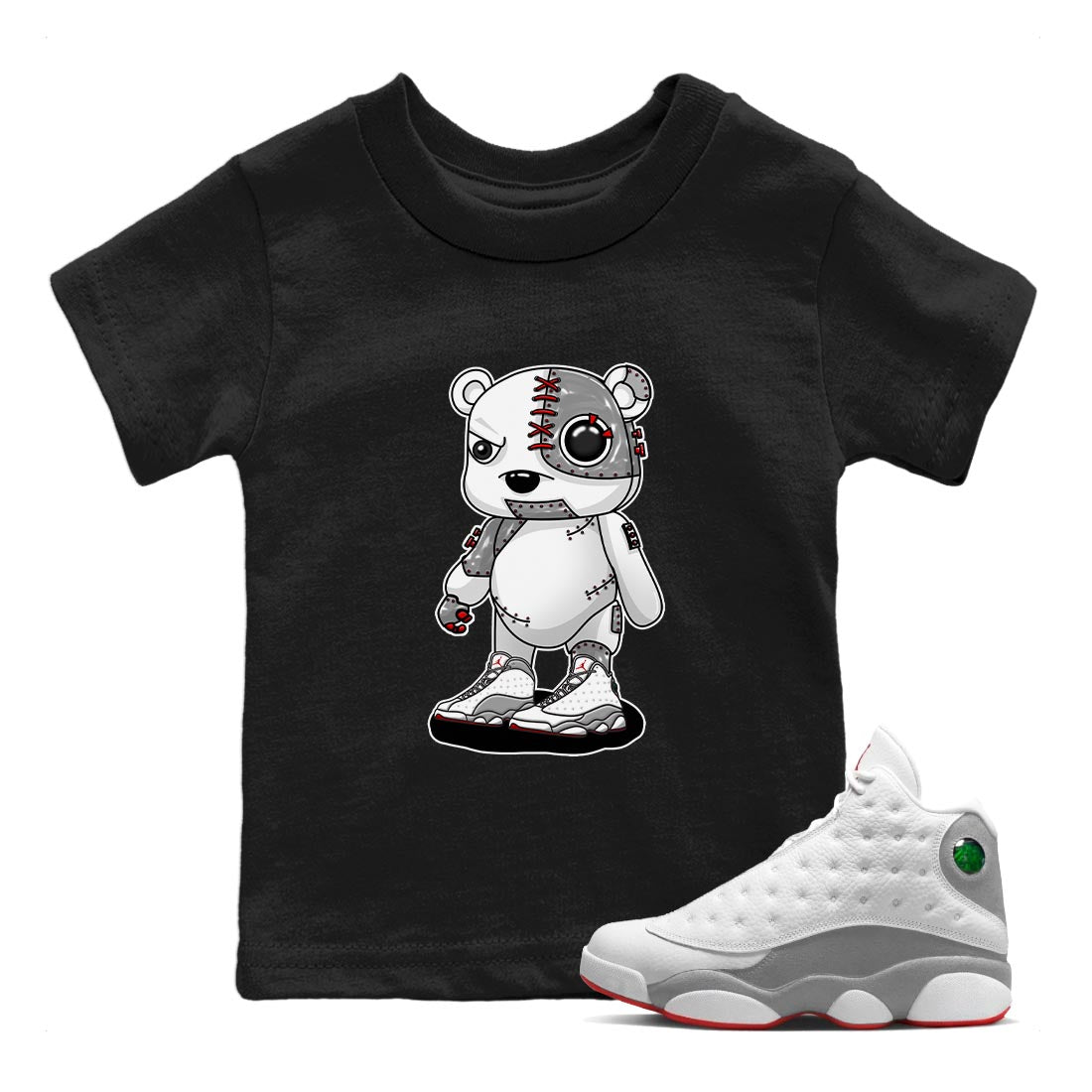 Cyborg Bear Kids Tops - Air Jordan 13 Wolf Grey