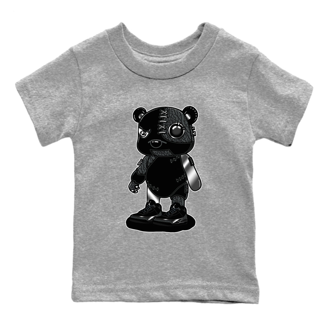 Cyborg Bear snkmatch Tees Kids - Air Jordan 3 Black Cat