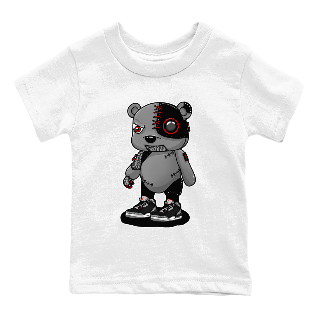 Cyborg Bear snkmatch Tees Kids - Air Jordan 3 Black Cement