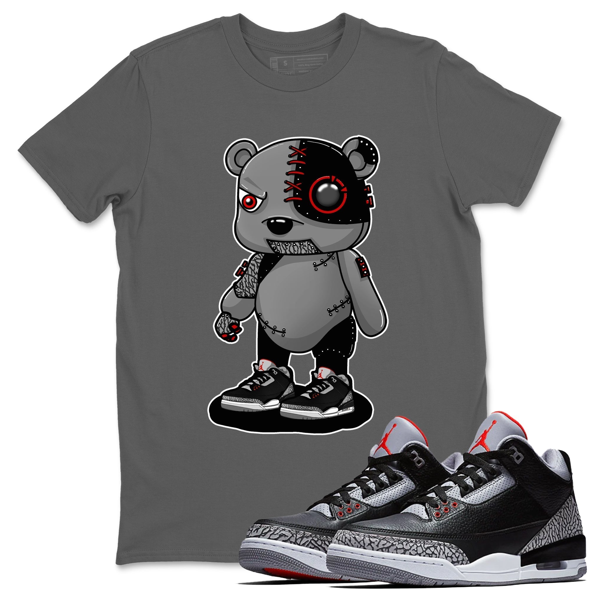 Cyborg Bear snkmatch Tees - Air Jordan 3 Black Cement