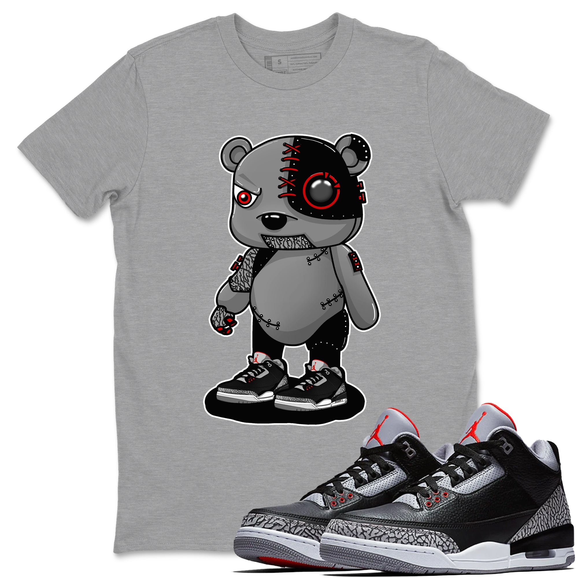 Cyborg Bear snkmatch Tees - Air Jordan 3 Black Cement