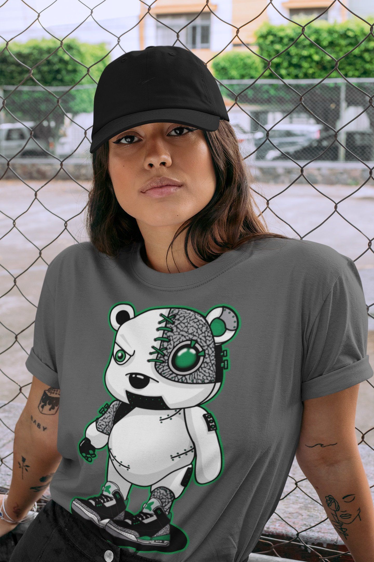 Cyborg Bear Unisex Tops - Air Jordan 3 Pine Green