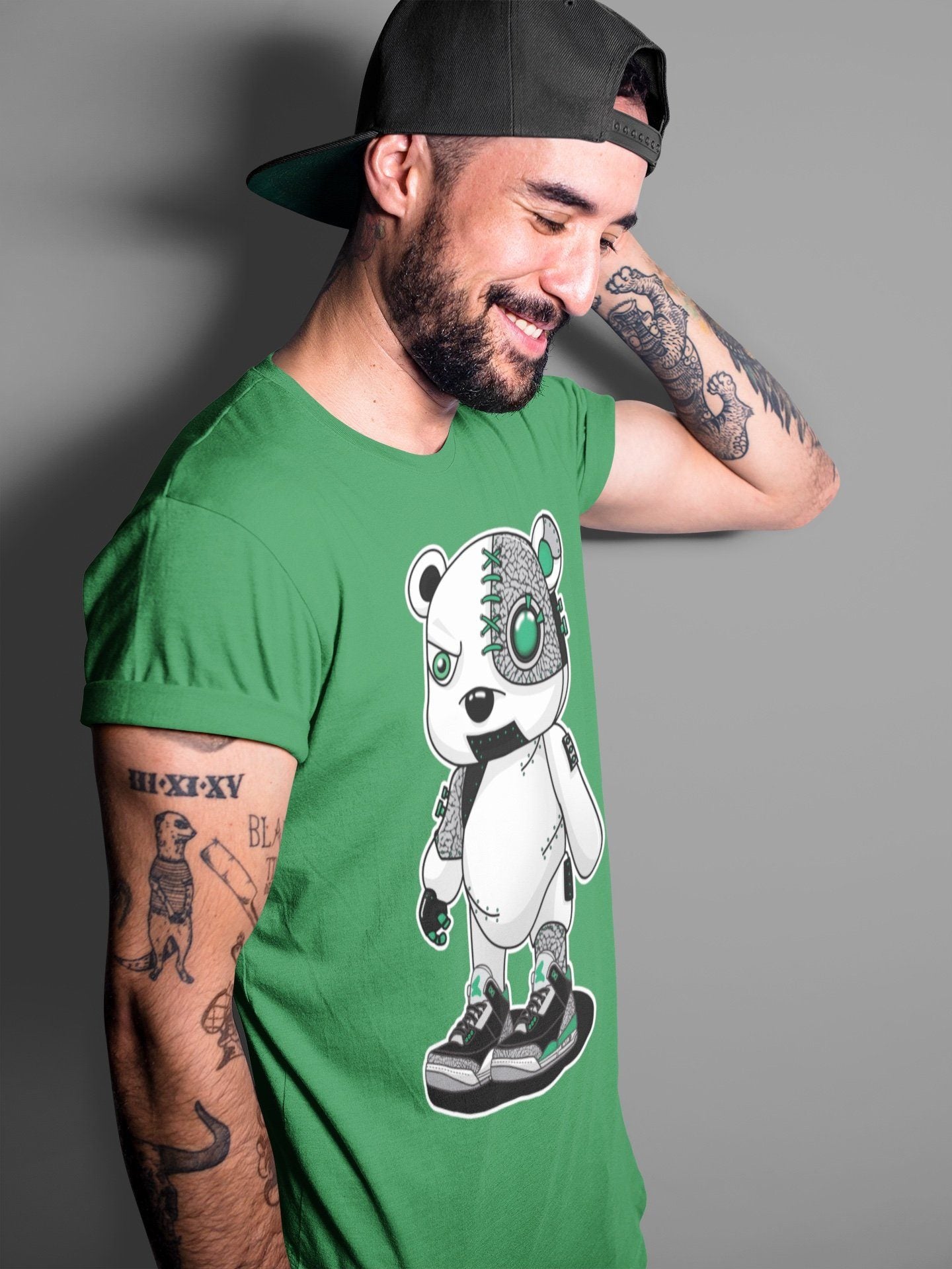 Cyborg Bear Unisex Tops - Air Jordan 3 Pine Green