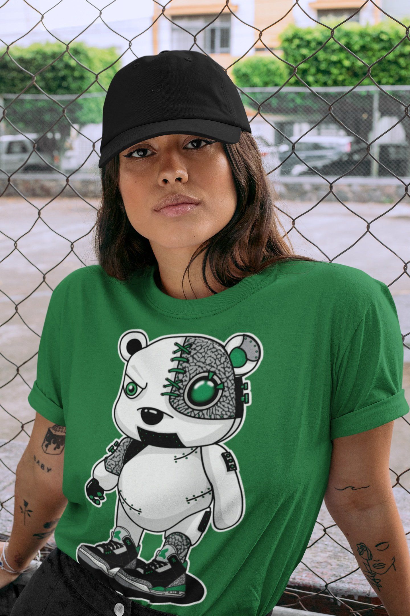 Cyborg Bear Unisex Tops - Air Jordan 3 Pine Green
