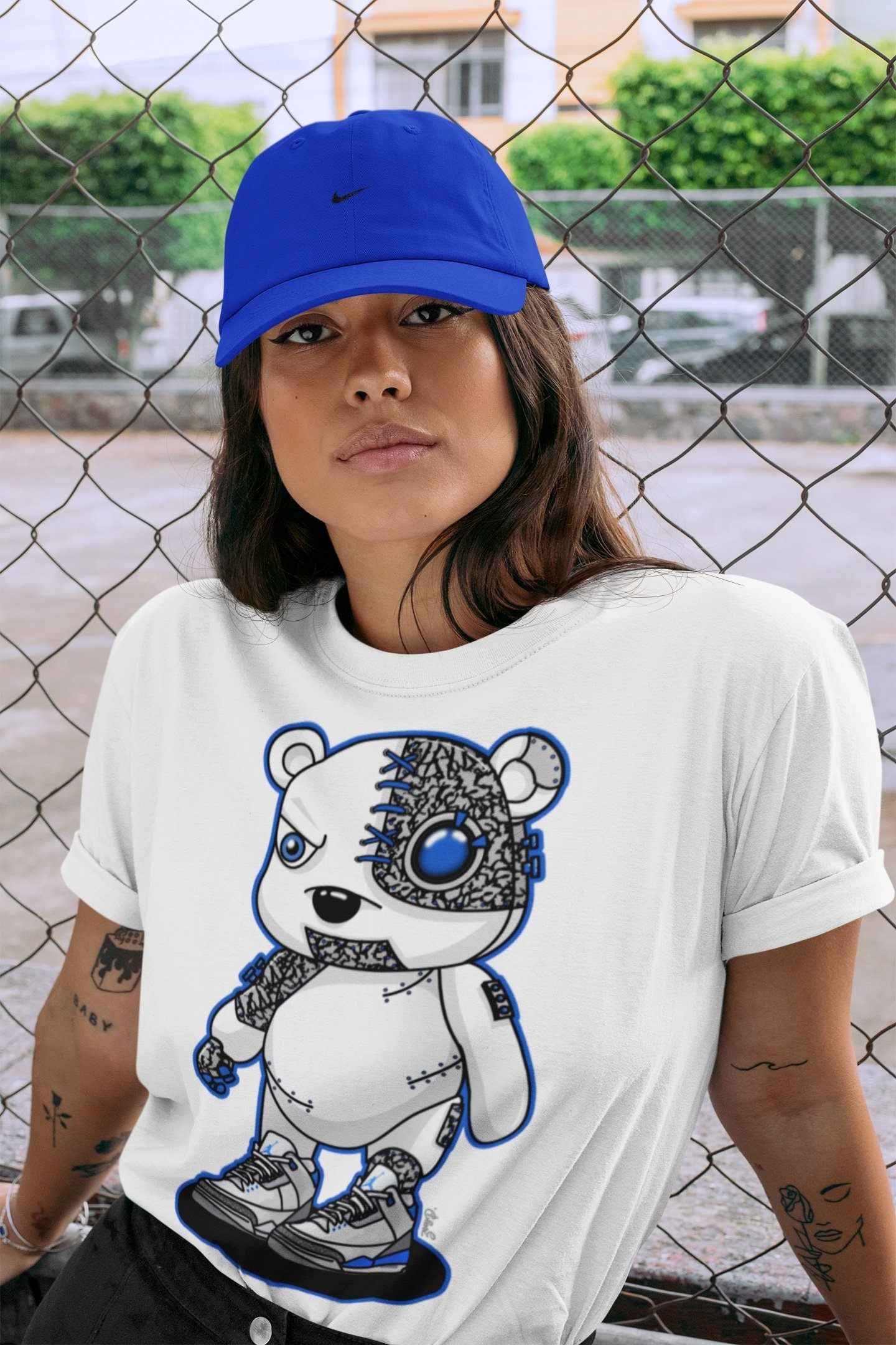 Cyborg Bear Unisex Tops - Air Jordan 3 Racer Blue
