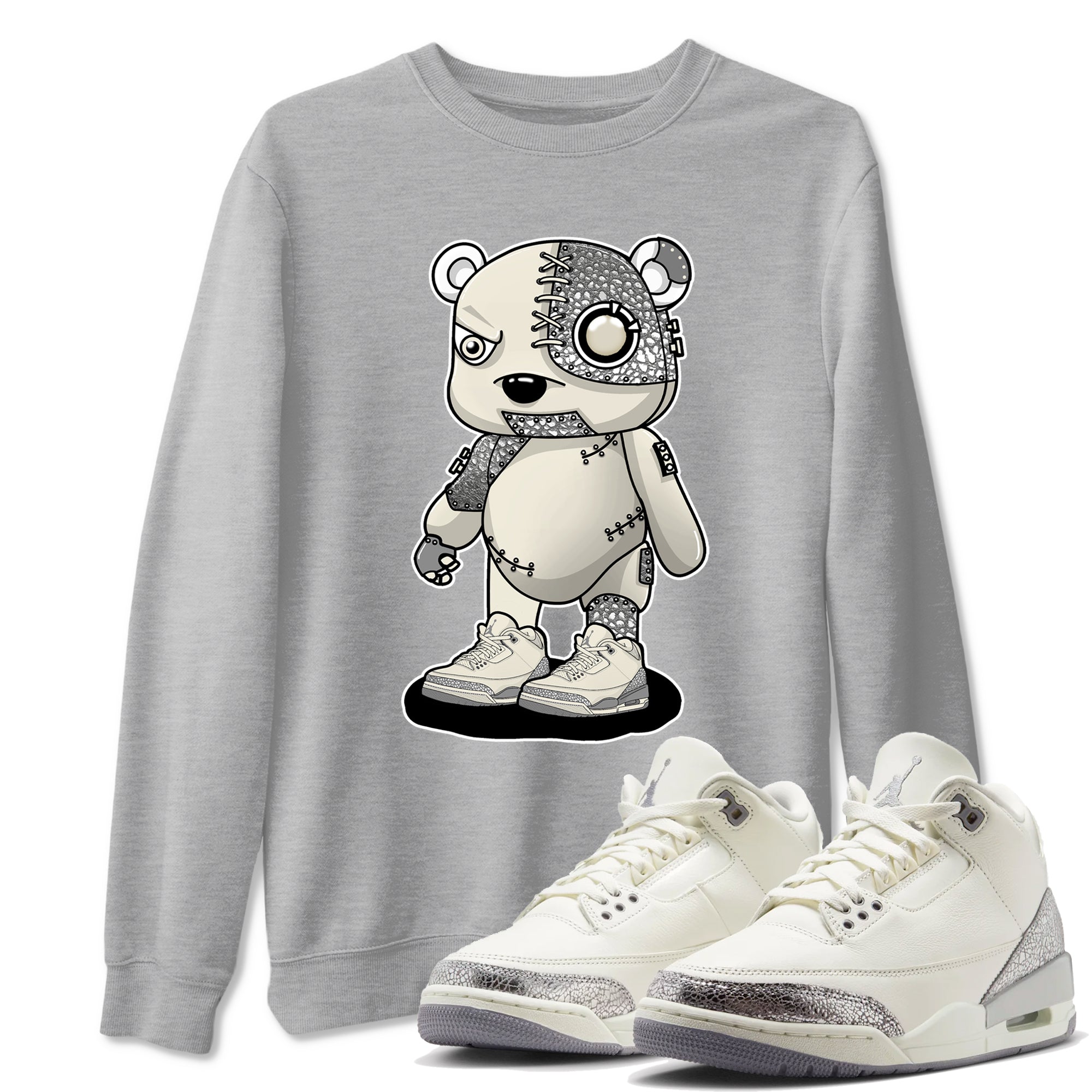 Cyborg Bear snkmatch Tees - Air Jordan 3 Sail and Cement Grey