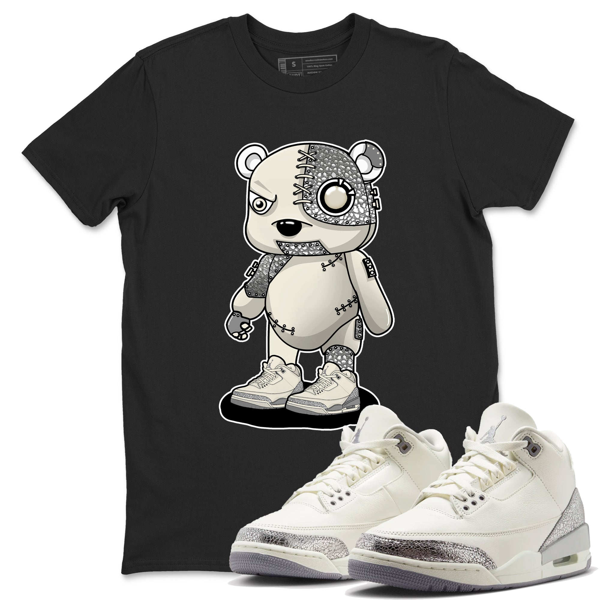 Cyborg Bear snkmatch Tees - Air Jordan 3 Sail and Cement Grey
