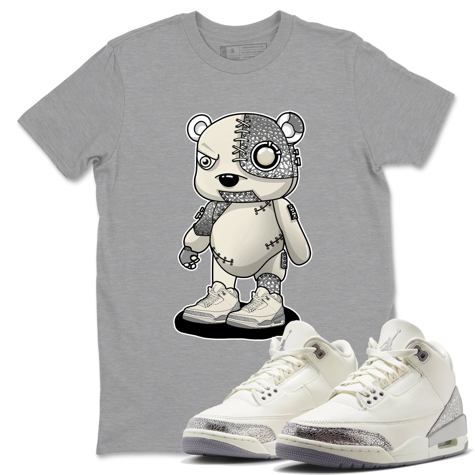 Cyborg Bear snkmatch Tees - Air Jordan 3 Sail and Cement Grey