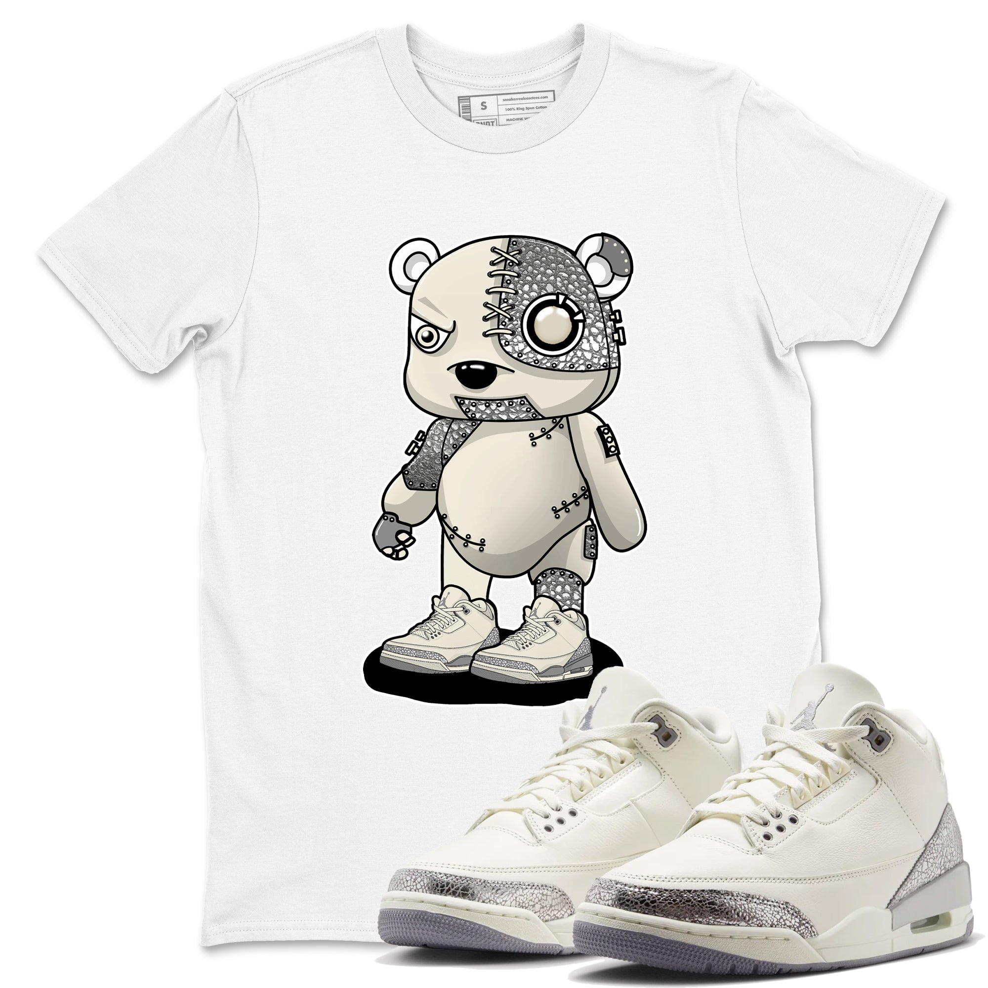 Cyborg Bear snkmatch Tees - Air Jordan 3 Sail and Cement Grey
