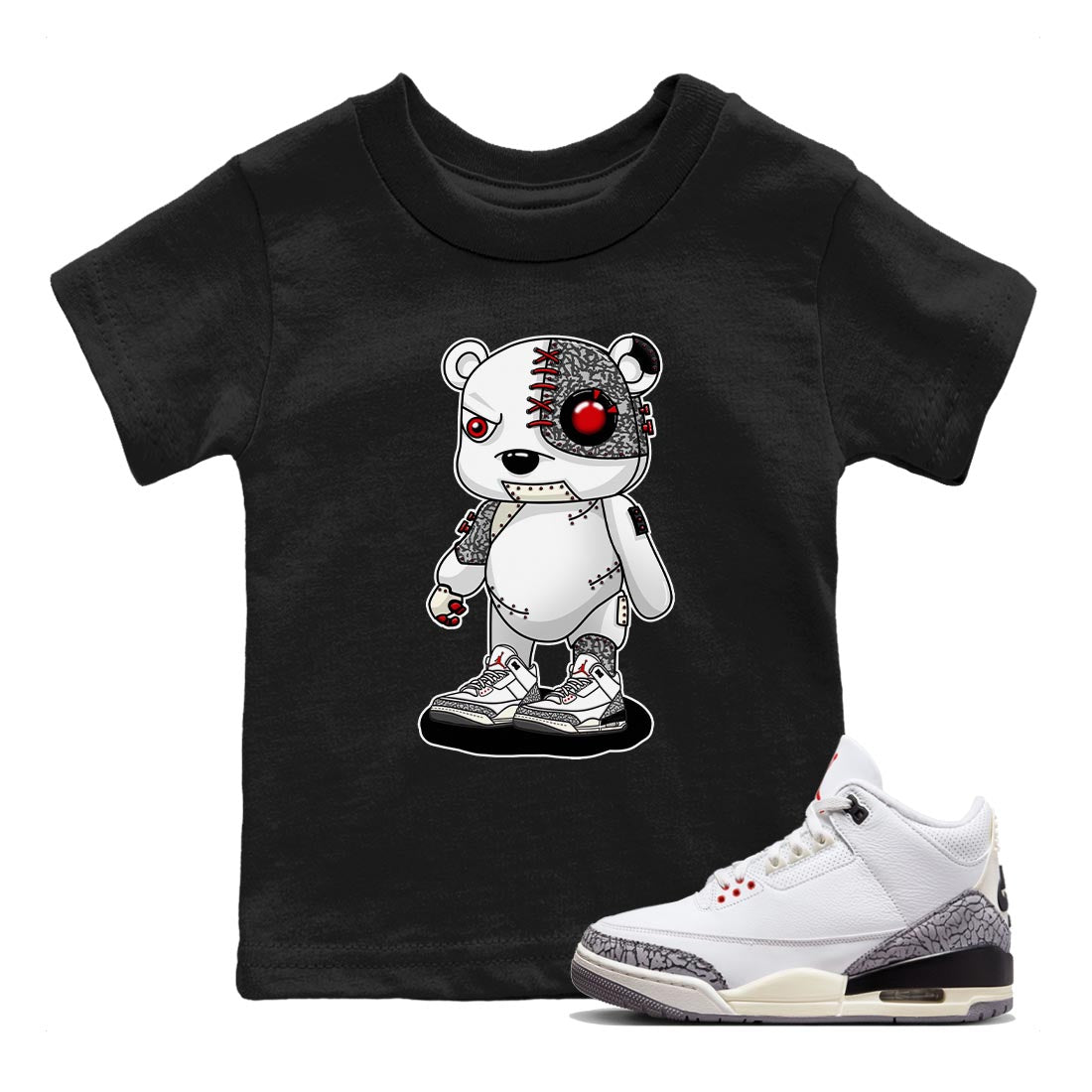 Cyborg Bear Kids Tops - Air Jordan 3 White Cement