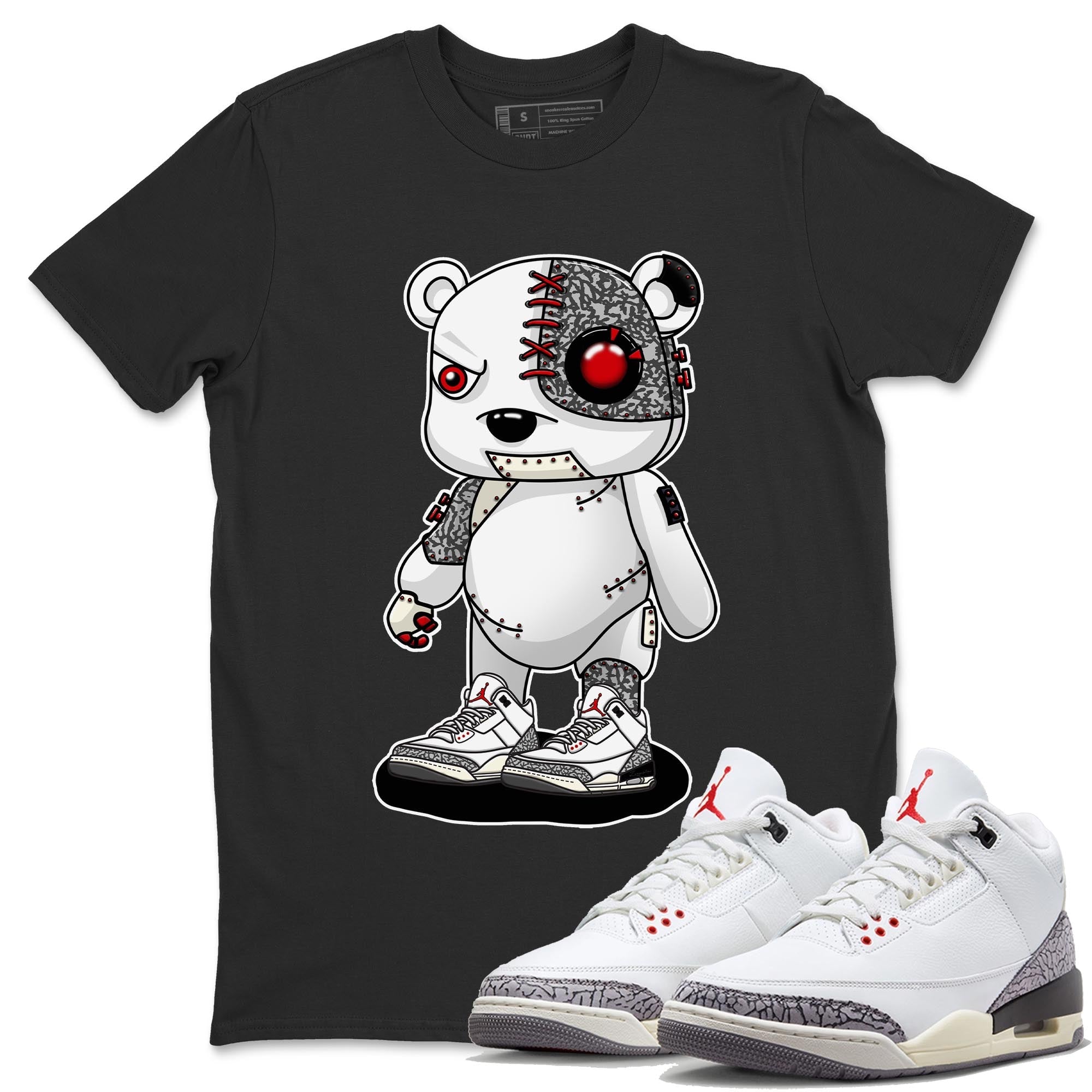 Cyborg Bear Unisex Tops - Air Jordan 3 White Cement