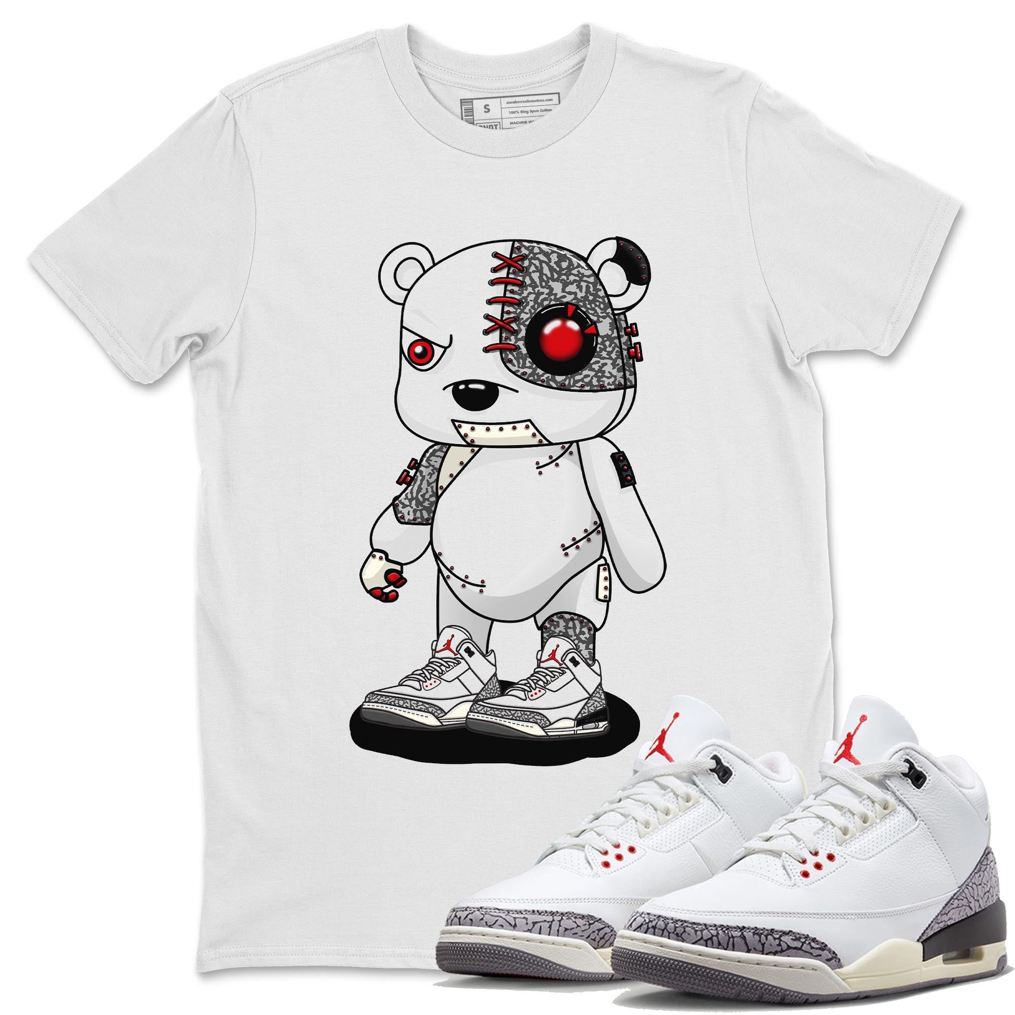 Cyborg Bear Unisex Tops - Air Jordan 3 White Cement