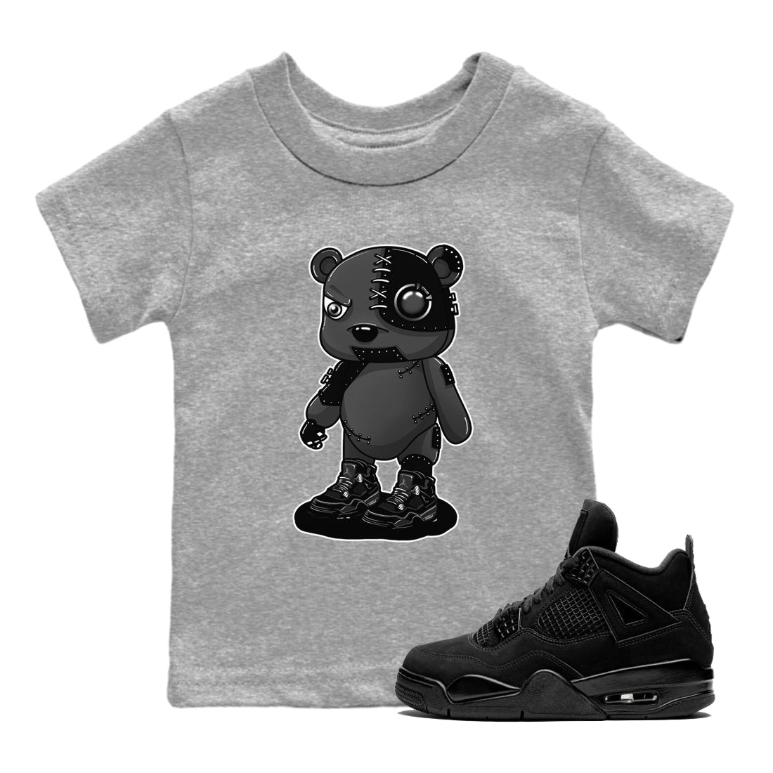 Cyborg Bear snkmatch Tees Kids - Air Jordan 4 Black Cat