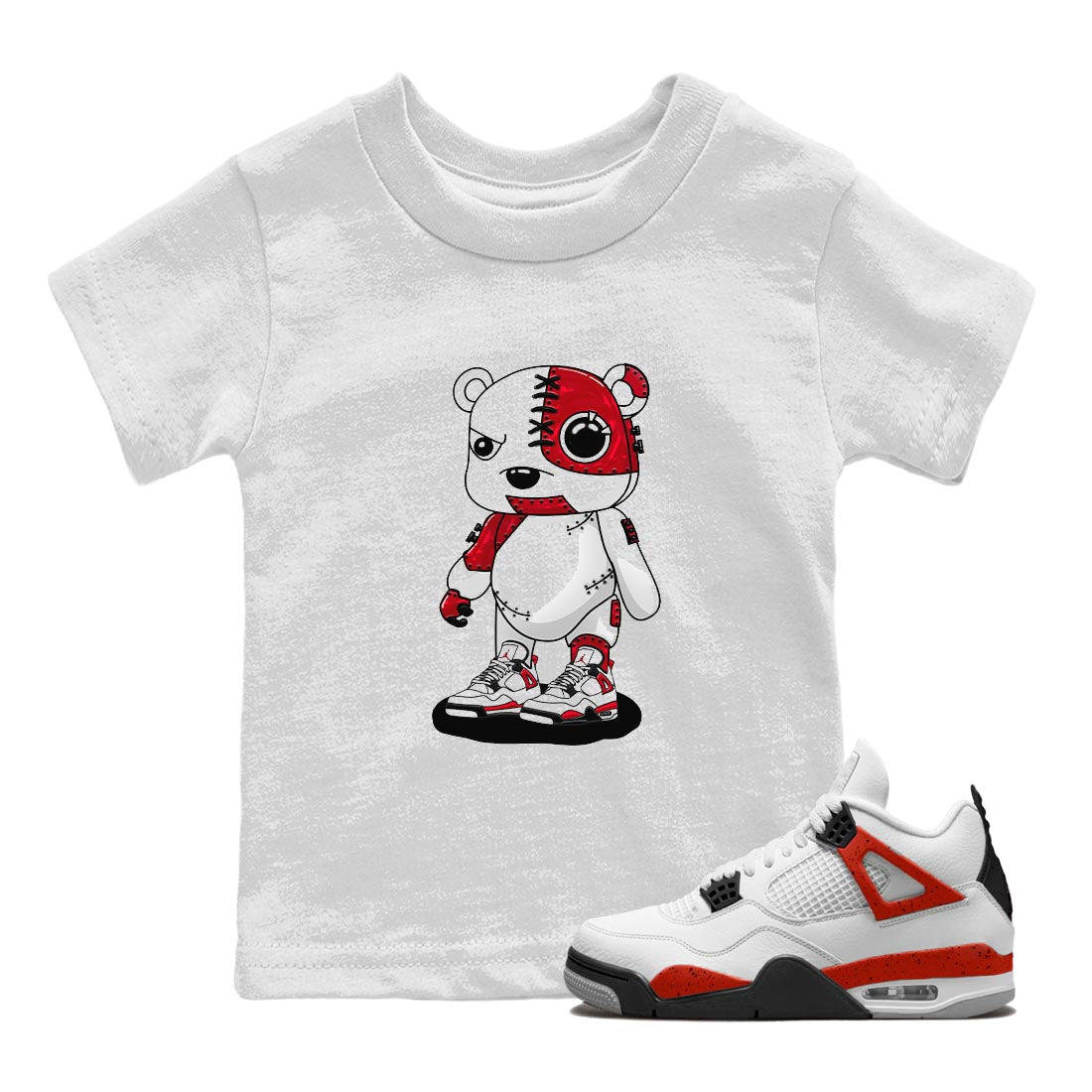 Cyborg Bear snkmatch Tee Kids - Air Jordan 4 Red Cement