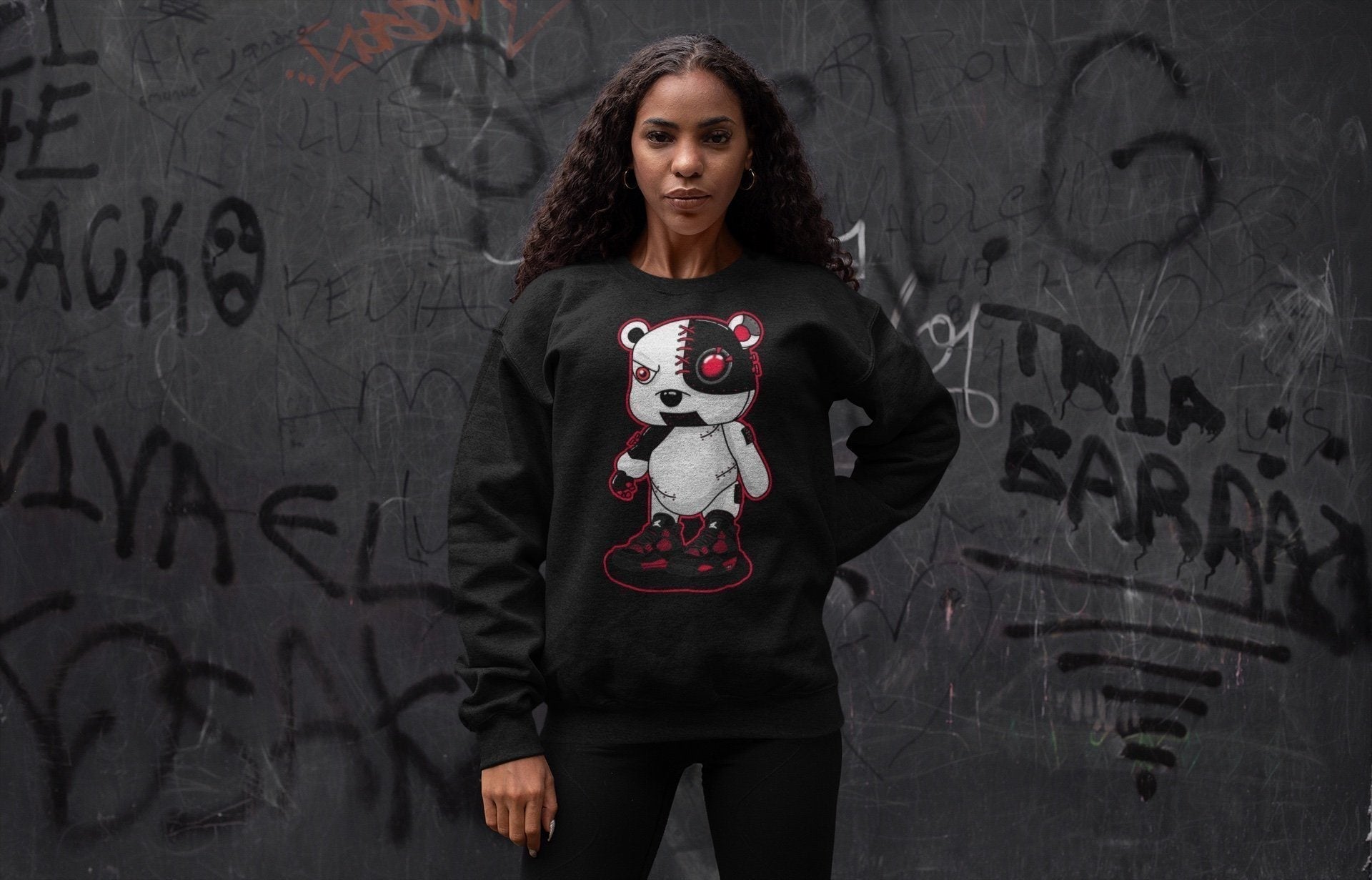 Cyborg Bear Unisex Tops - Air Jordan 4 Red Thunder