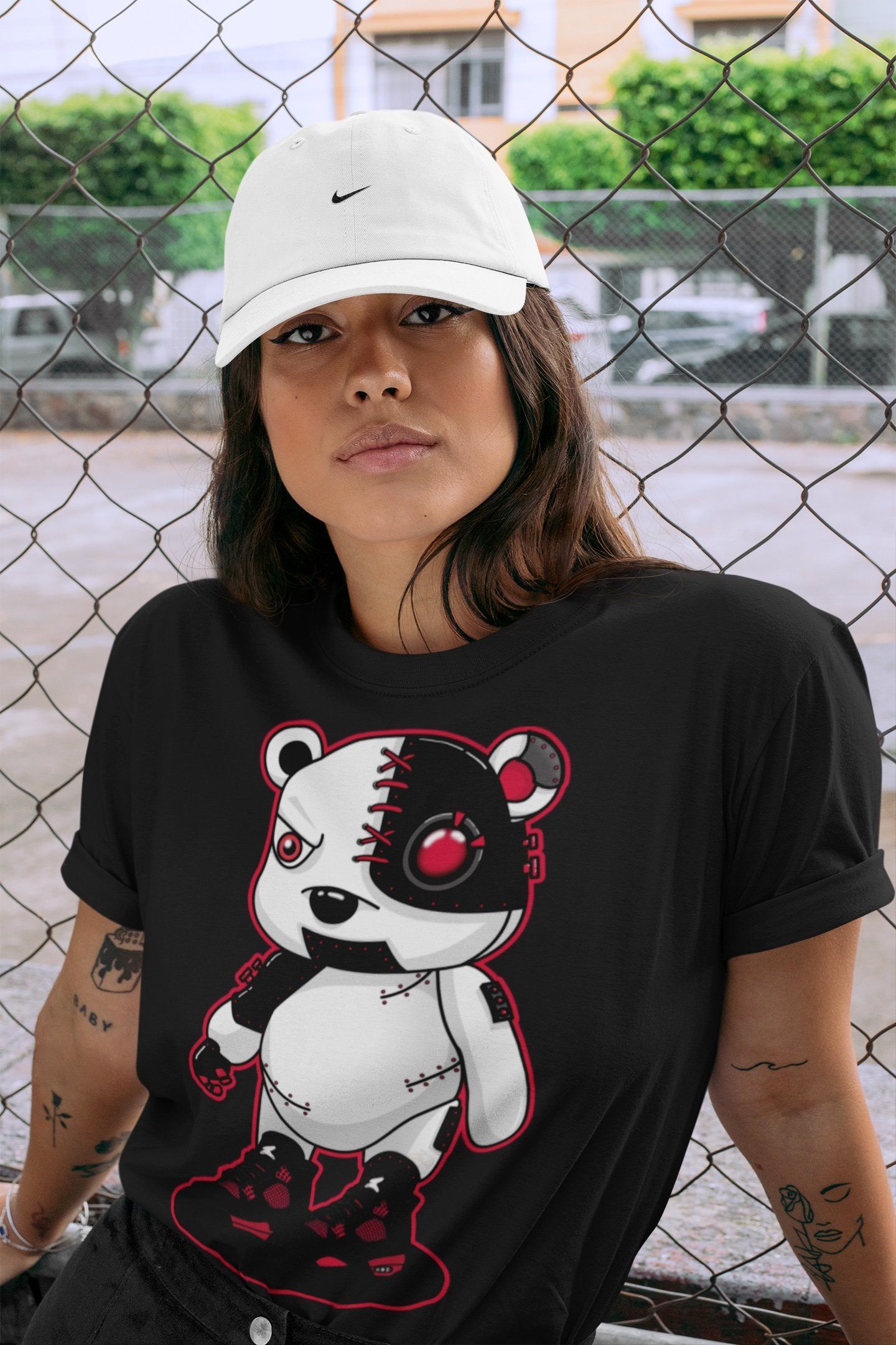 Cyborg Bear Unisex Tops - Air Jordan 4 Red Thunder