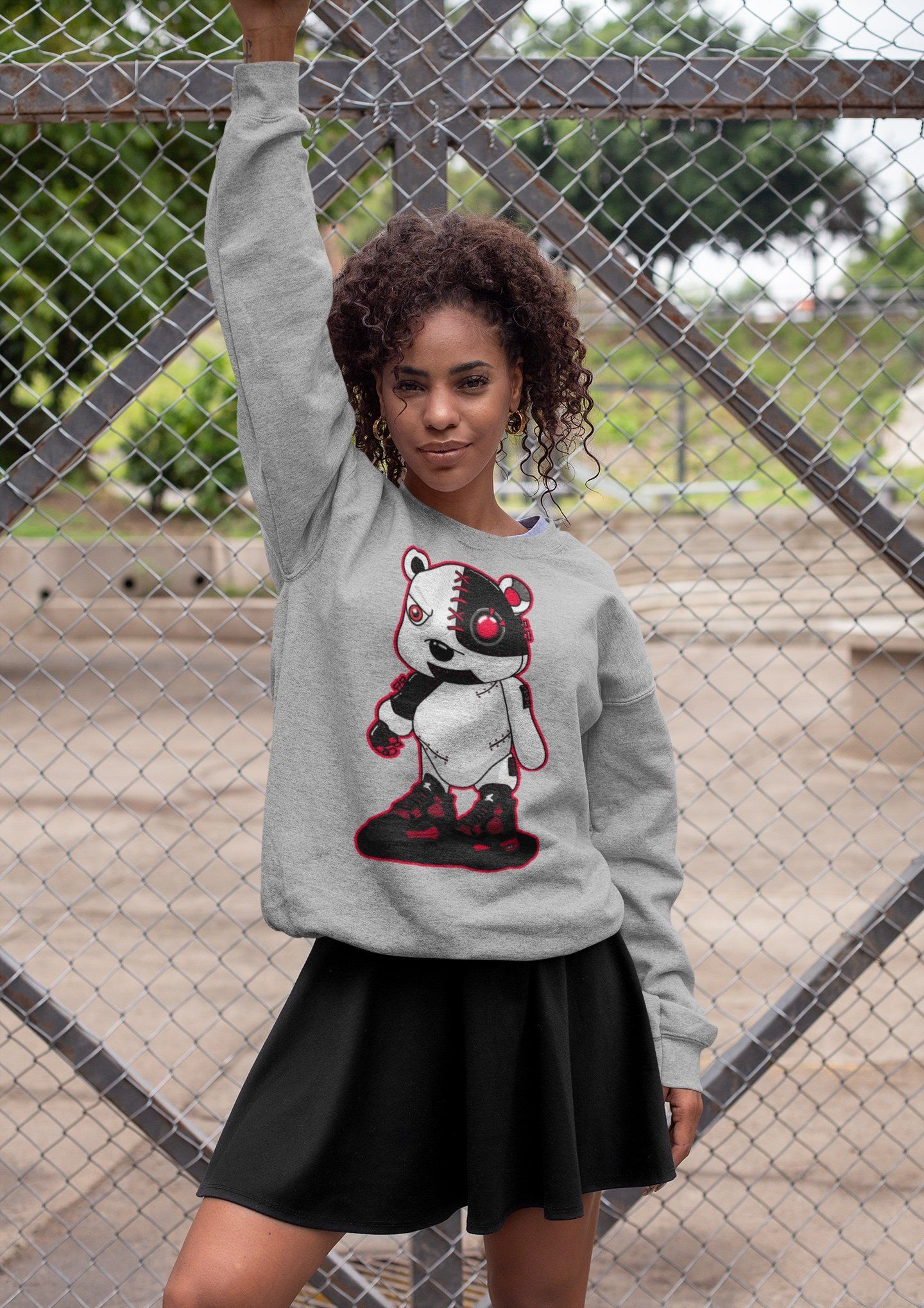 Cyborg Bear Unisex Tops - Air Jordan 4 Red Thunder