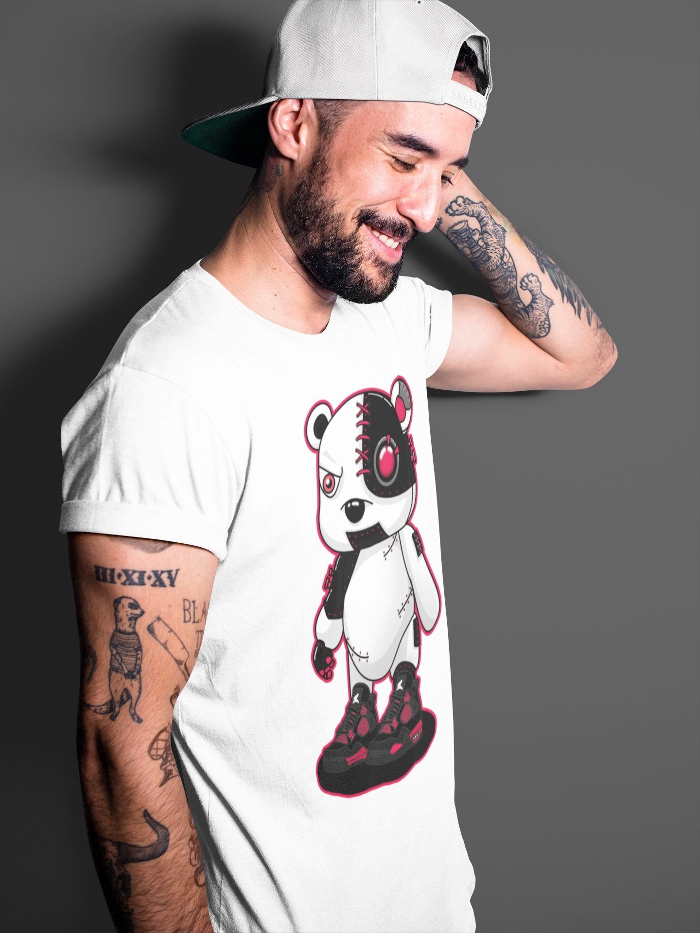 Cyborg Bear Unisex Tops - Air Jordan 4 Red Thunder