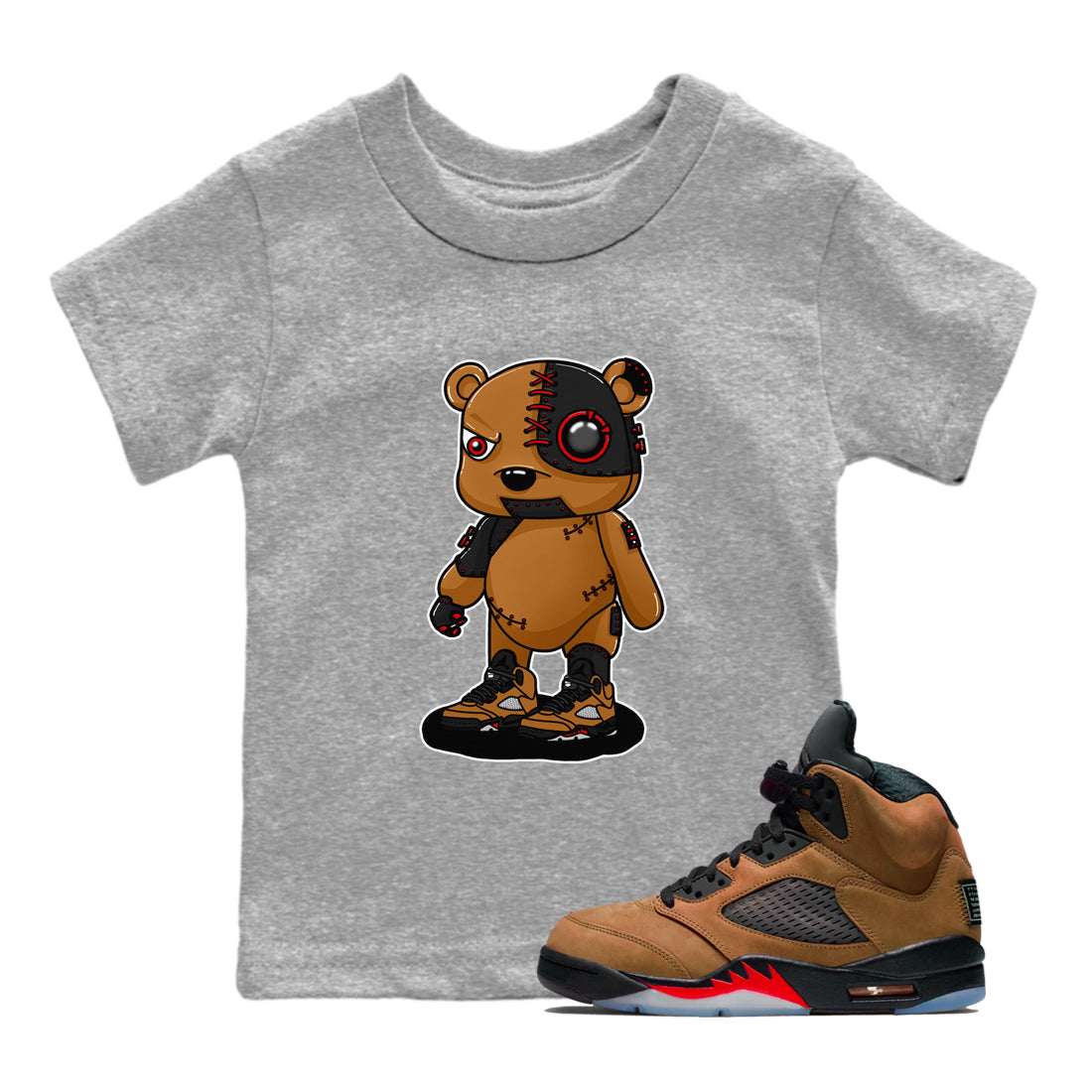 Cyborg Bear snkmatch Tees Kids - Air Jordan 5 Archaeo Brown