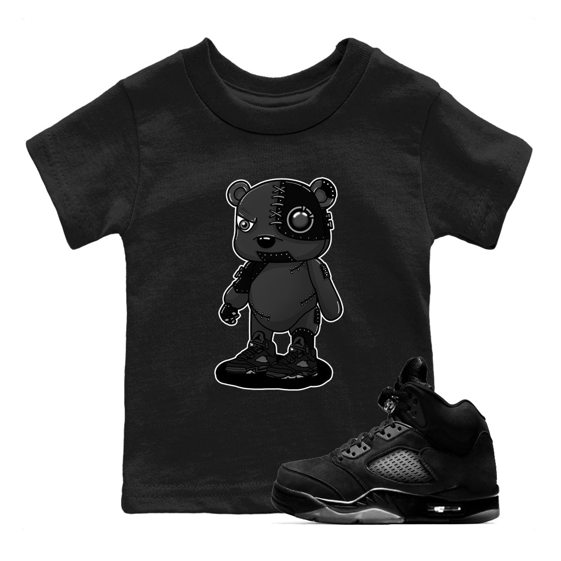 Cyborg Bear snkmatch Tees Kids - Air Jordan 5 Black Cat