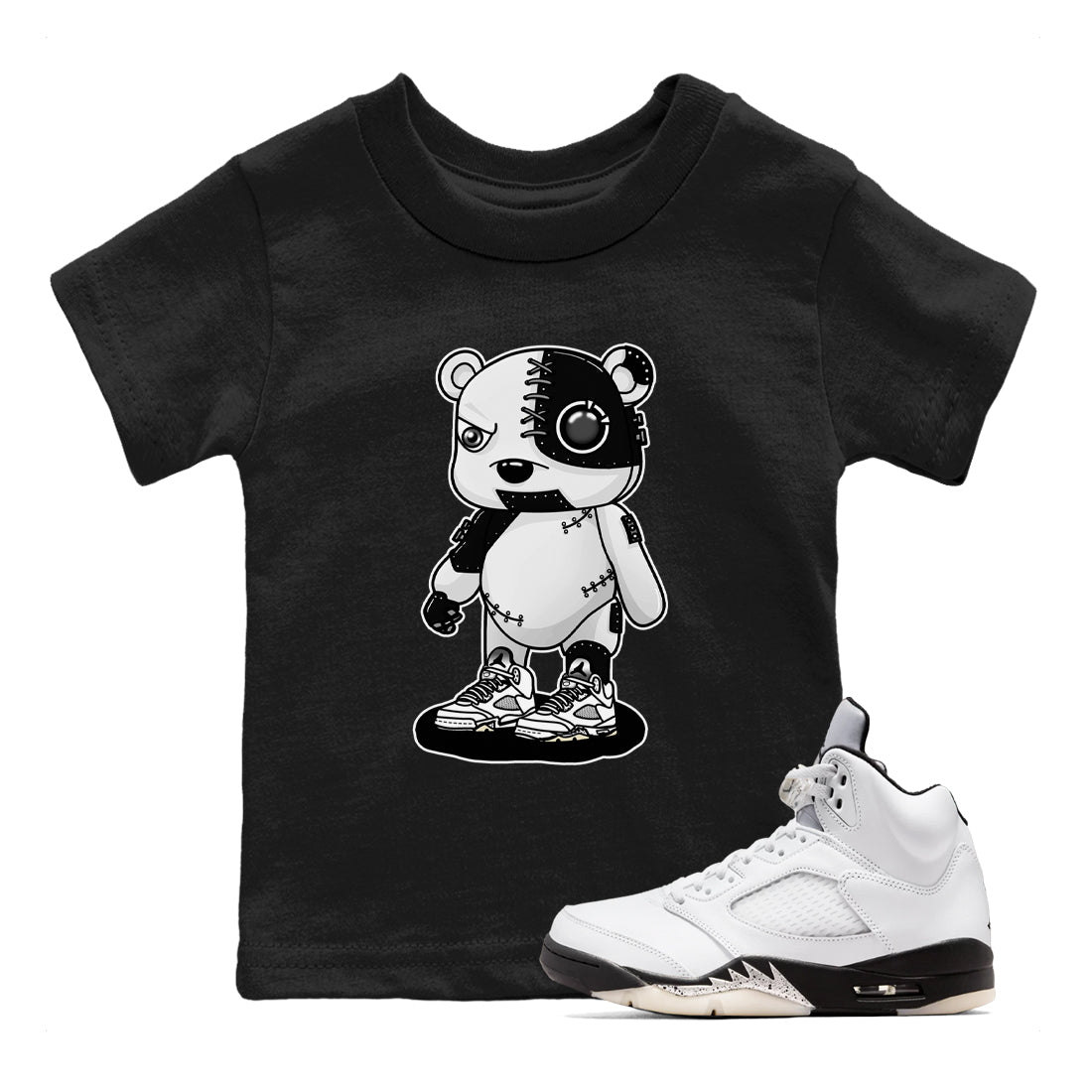 Cyborg Bear snkmatch Tees Kids - Air Jordan 5 White Black