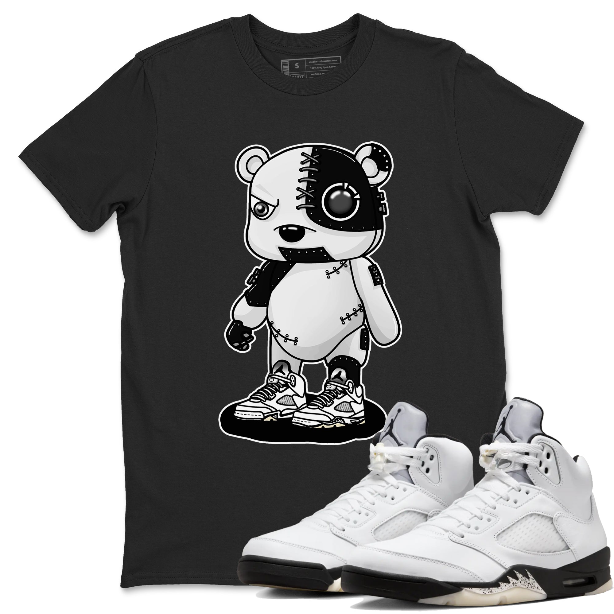 Cyborg Bear snkmatch Tees - Air Jordan 5 White Black