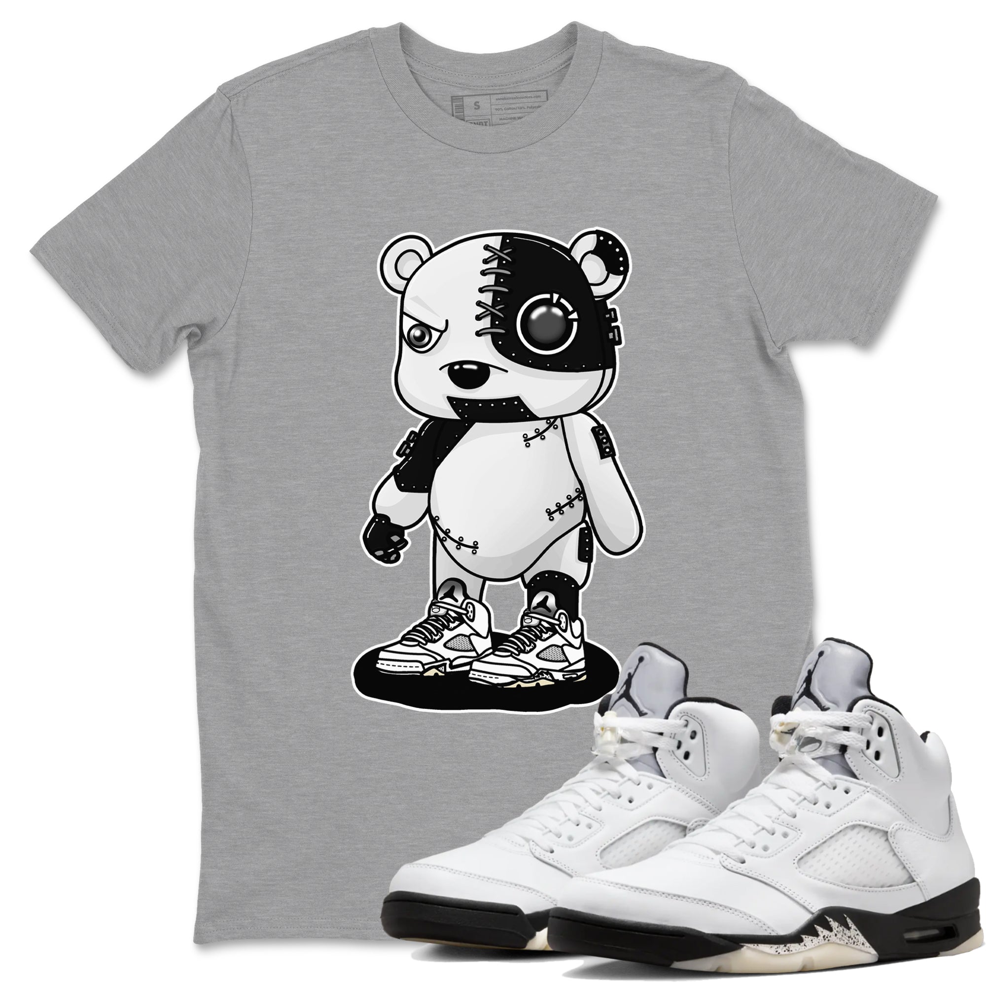 Cyborg Bear snkmatch Tees - Air Jordan 5 White Black