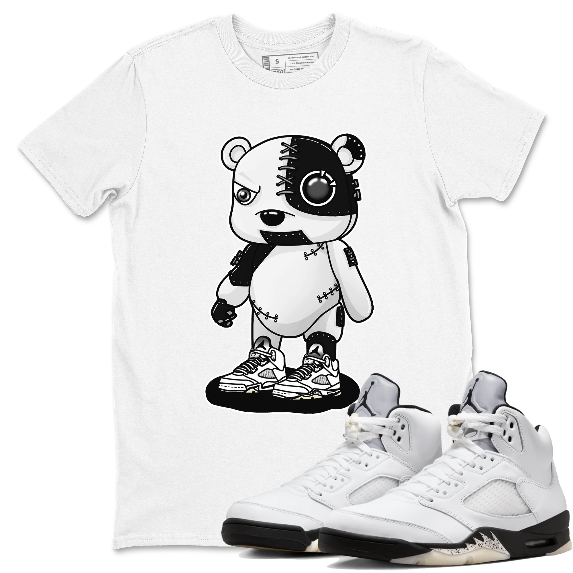 Cyborg Bear snkmatch Tees - Air Jordan 5 White Black