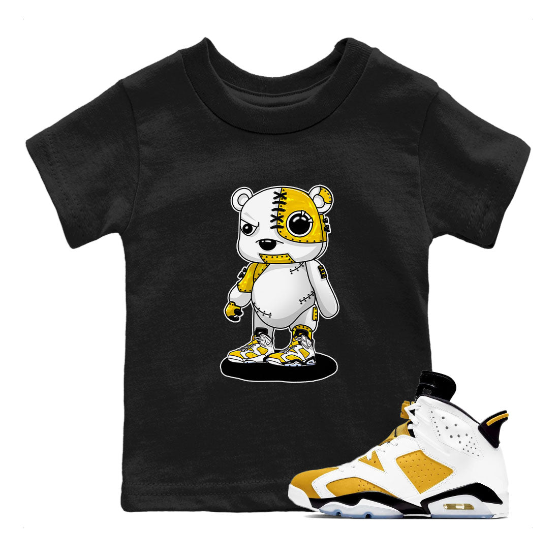 Cyborg Bear snkmatch Tees Kids - Air Jordan 6 Yellow Ochre