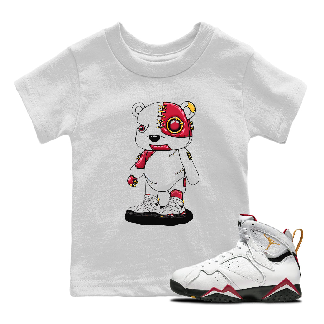 Cyborg Bear Kids Tops - Air Jordan 7 Cardinal
