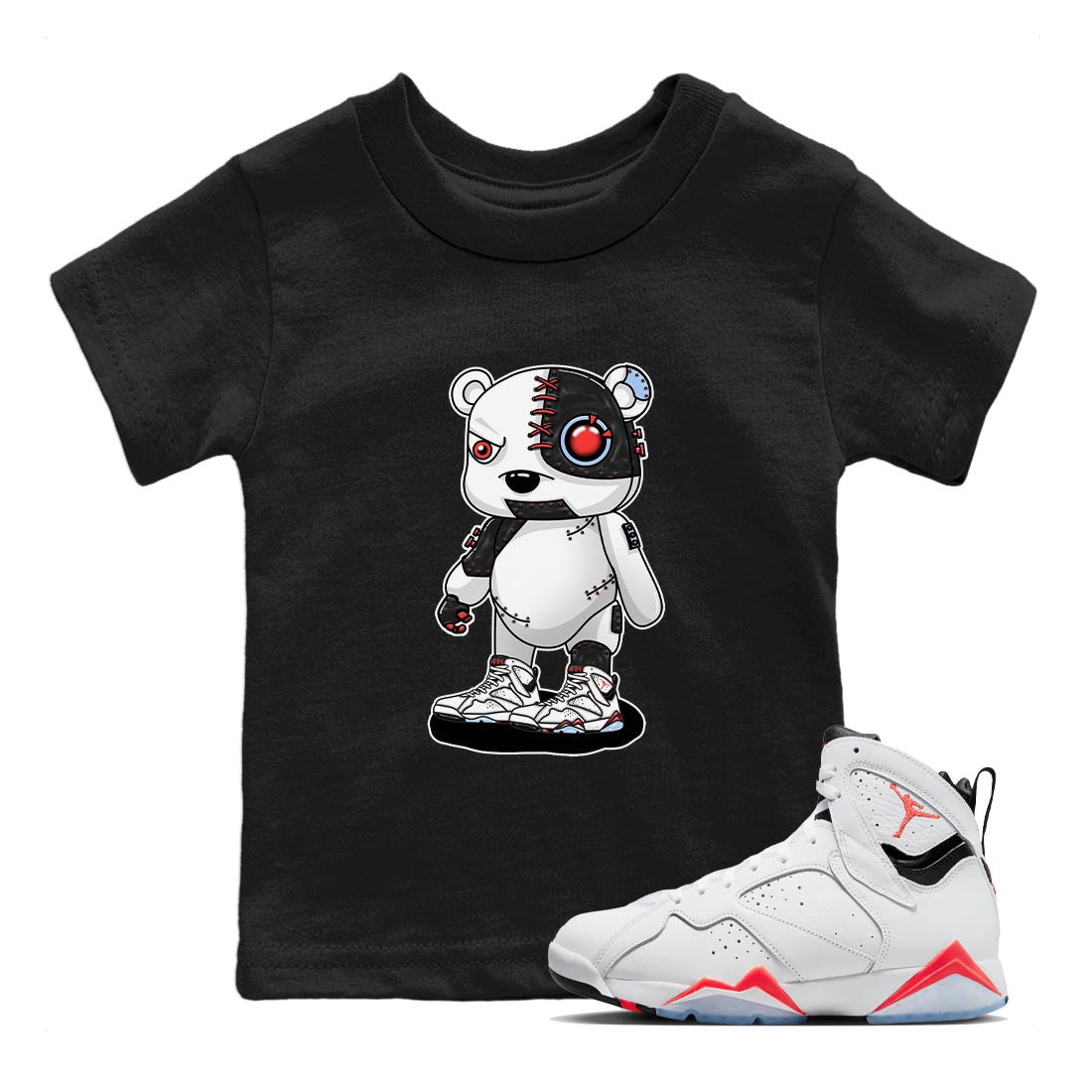 Cyborg Bear snkmatch Tee Kids - Air Jordan 7 White Infrared