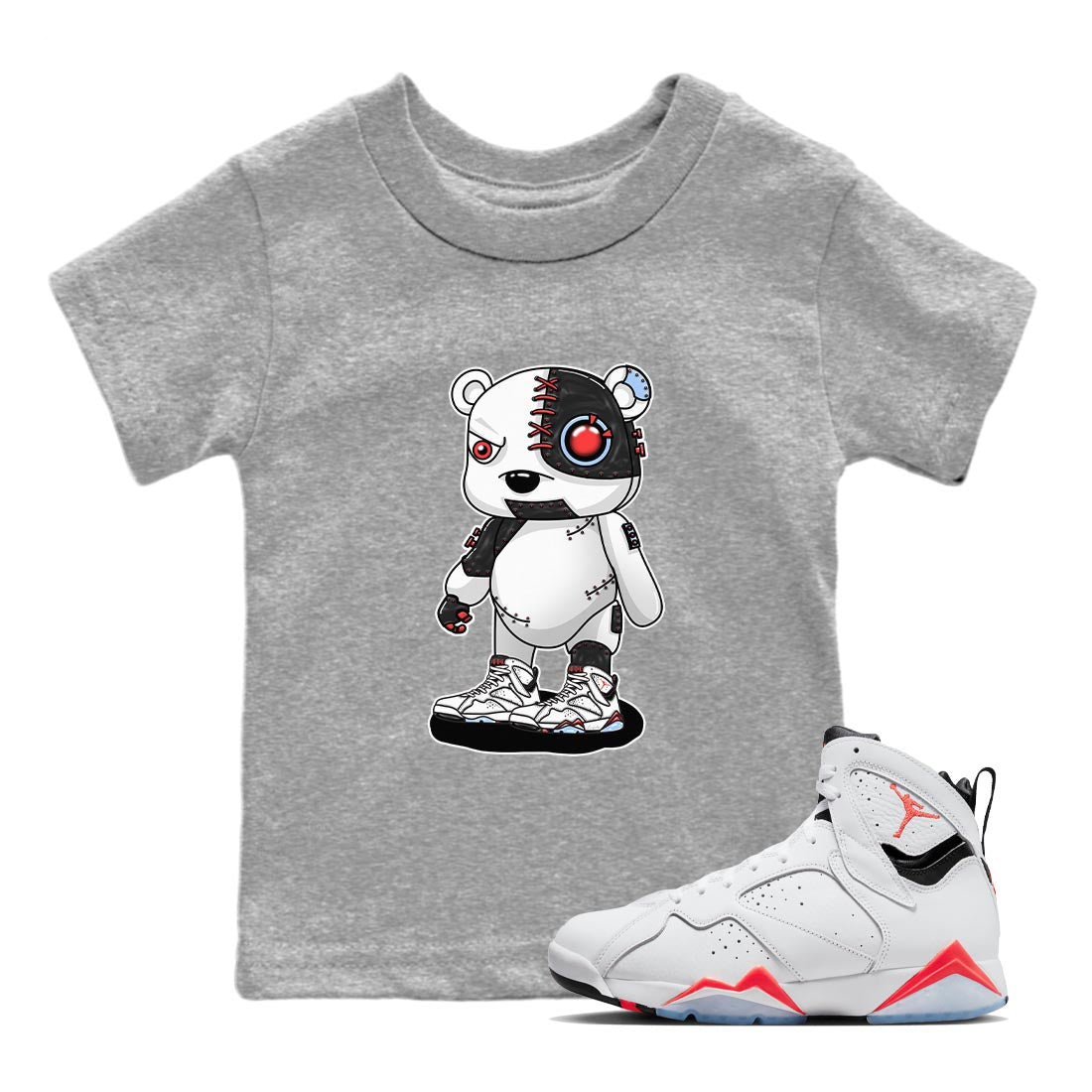 Cyborg Bear snkmatch Tee Kids - Air Jordan 7 White Infrared