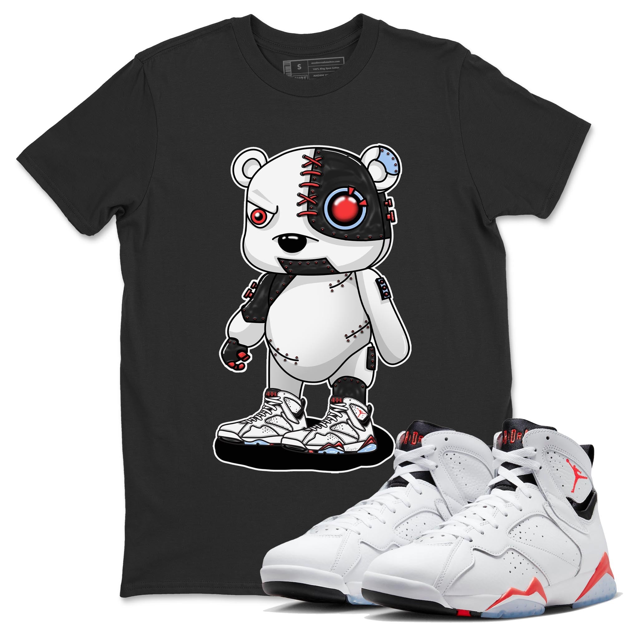 Cyborg Bear snkmatch Tee - Air Jordan 7 White Infrared