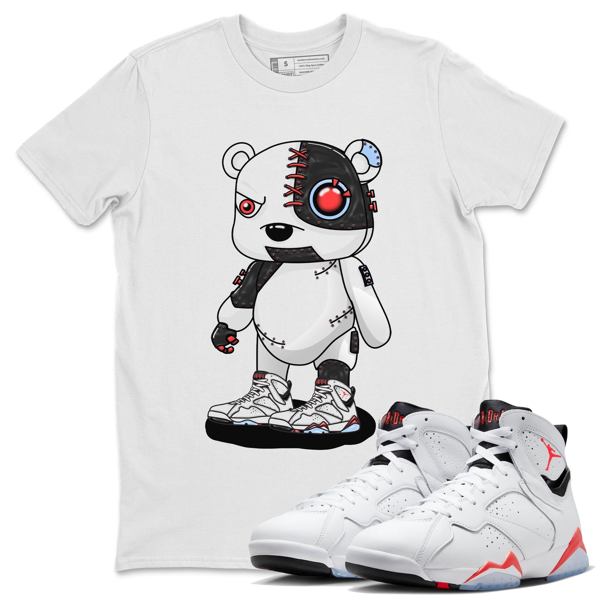 Cyborg Bear snkmatch Tee - Air Jordan 7 White Infrared