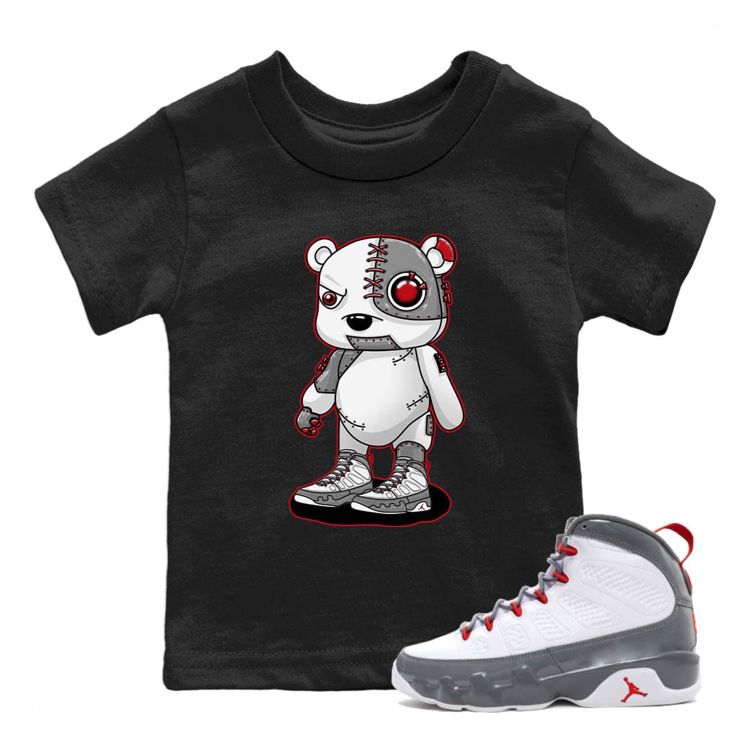 Cyborg Bear Kids Tops - Air Jordan 9 Fire Red
