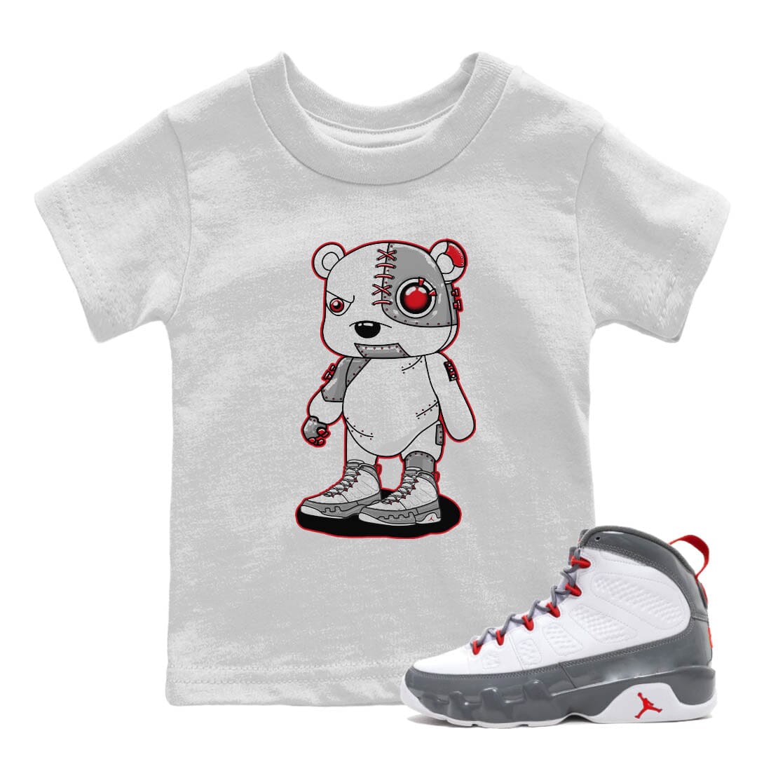 Cyborg Bear Kids Tops - Air Jordan 9 Fire Red
