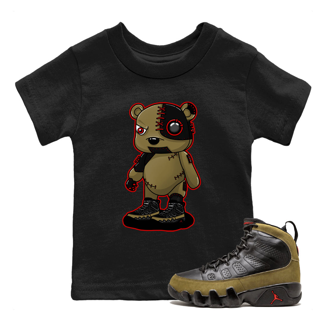 Cyborg Bear snkmatch Tees Kids - Air Jordan 9 Olive