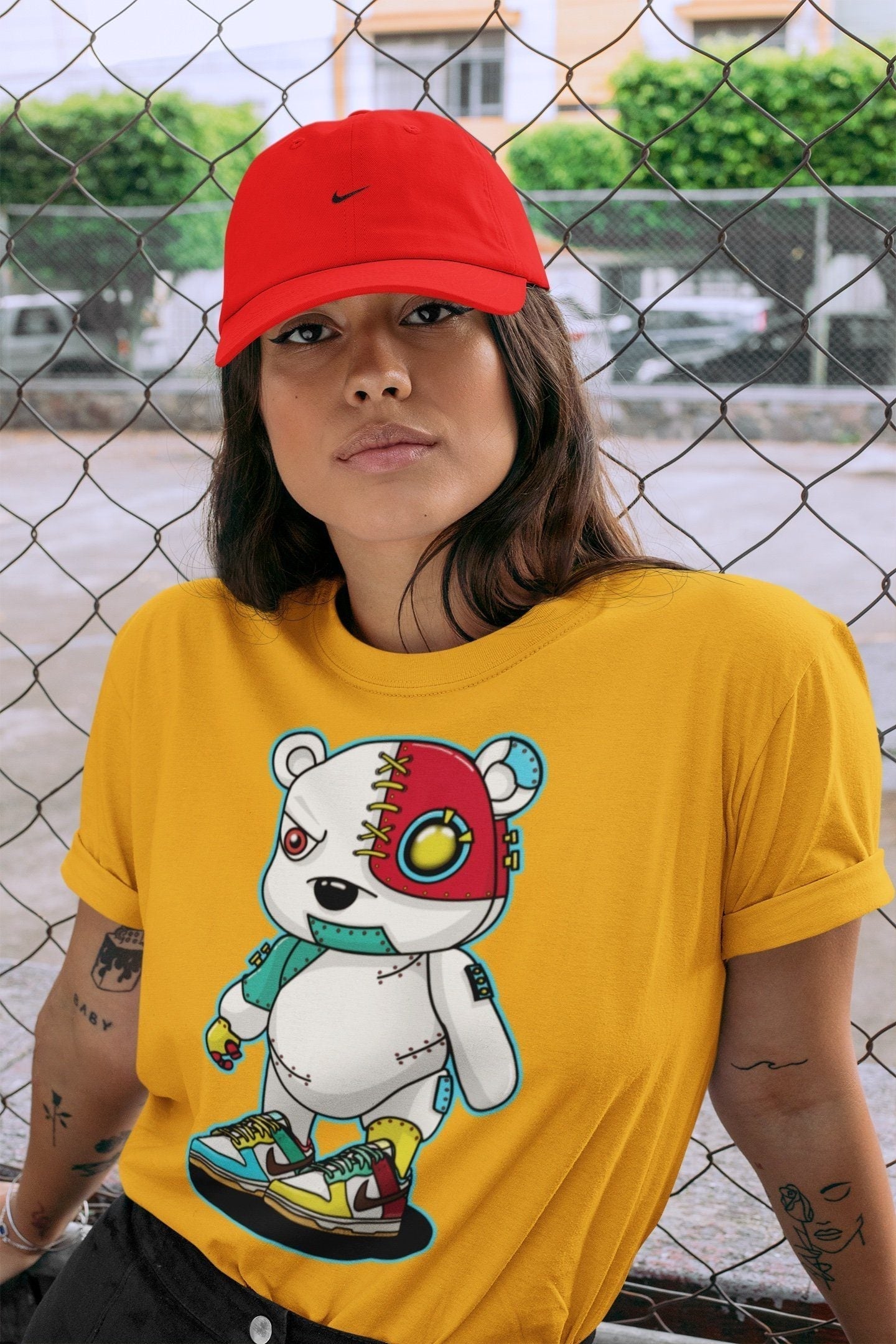 Cyborg Bear Unisex Tops - Dunk Free 99 White