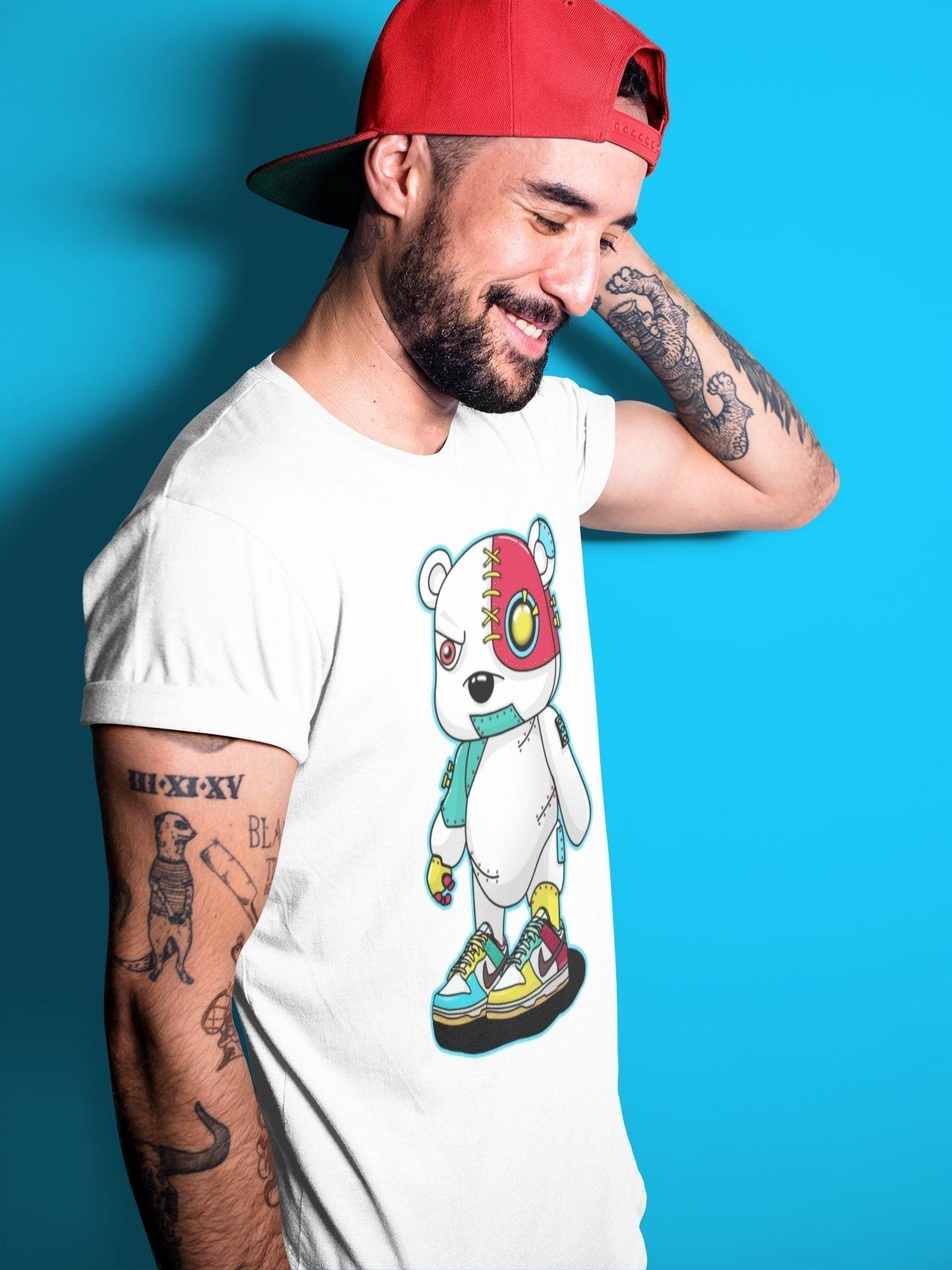 Cyborg Bear Unisex Tops - Dunk Free 99 White