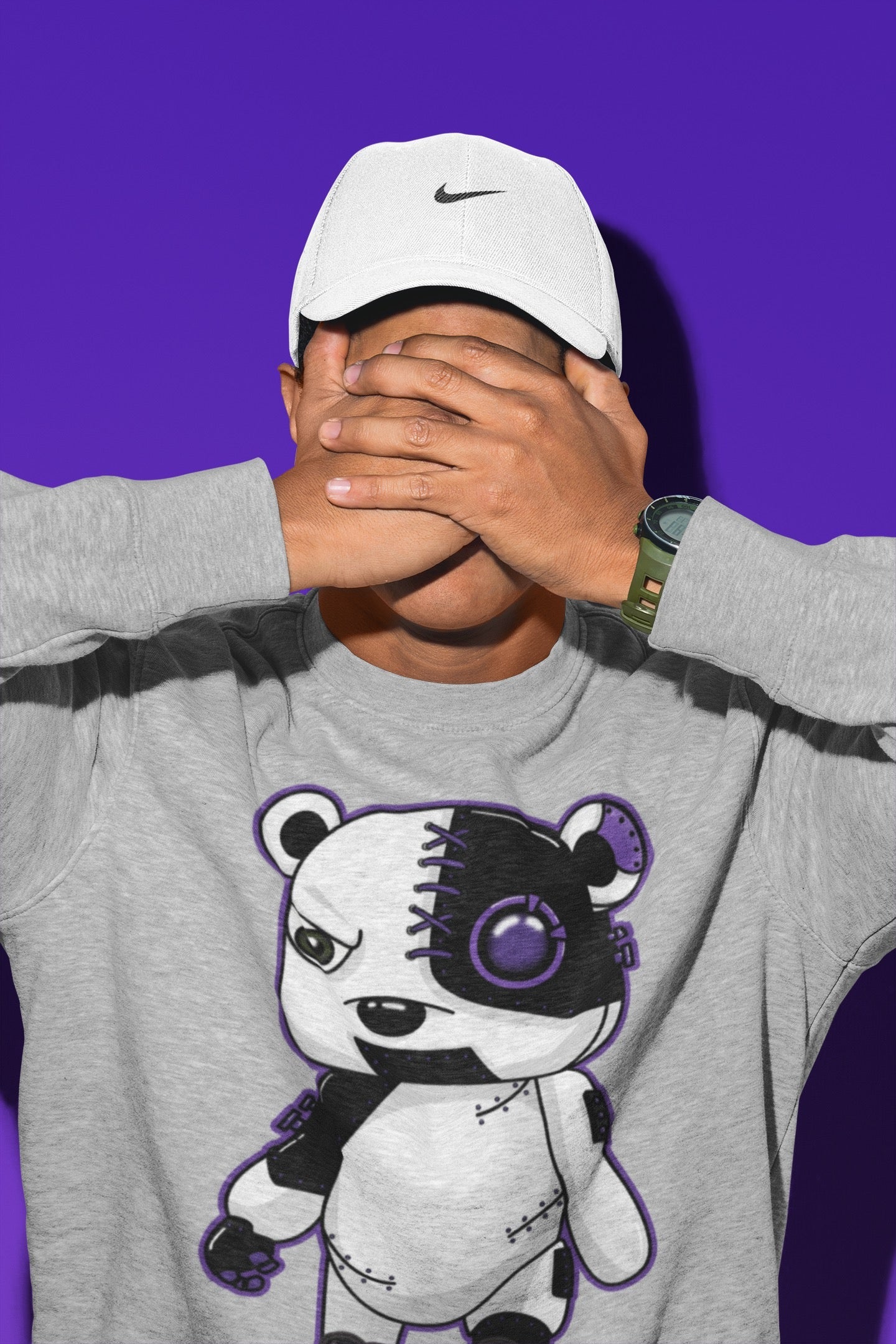 Cyborg Bear Unisex Tops - Air Jordan 13 Court Purple