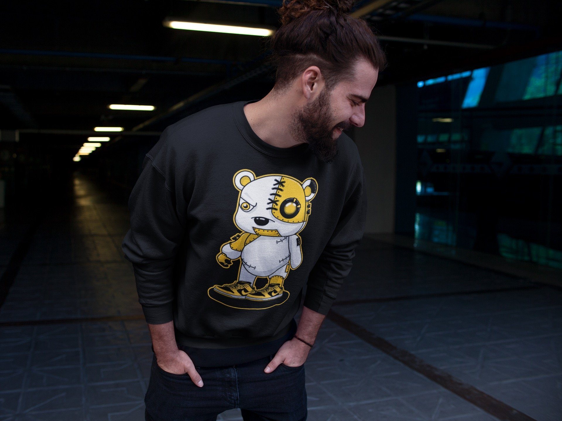 Cyborg Bear Unisex Tops - Dunk Championship Goldenrod