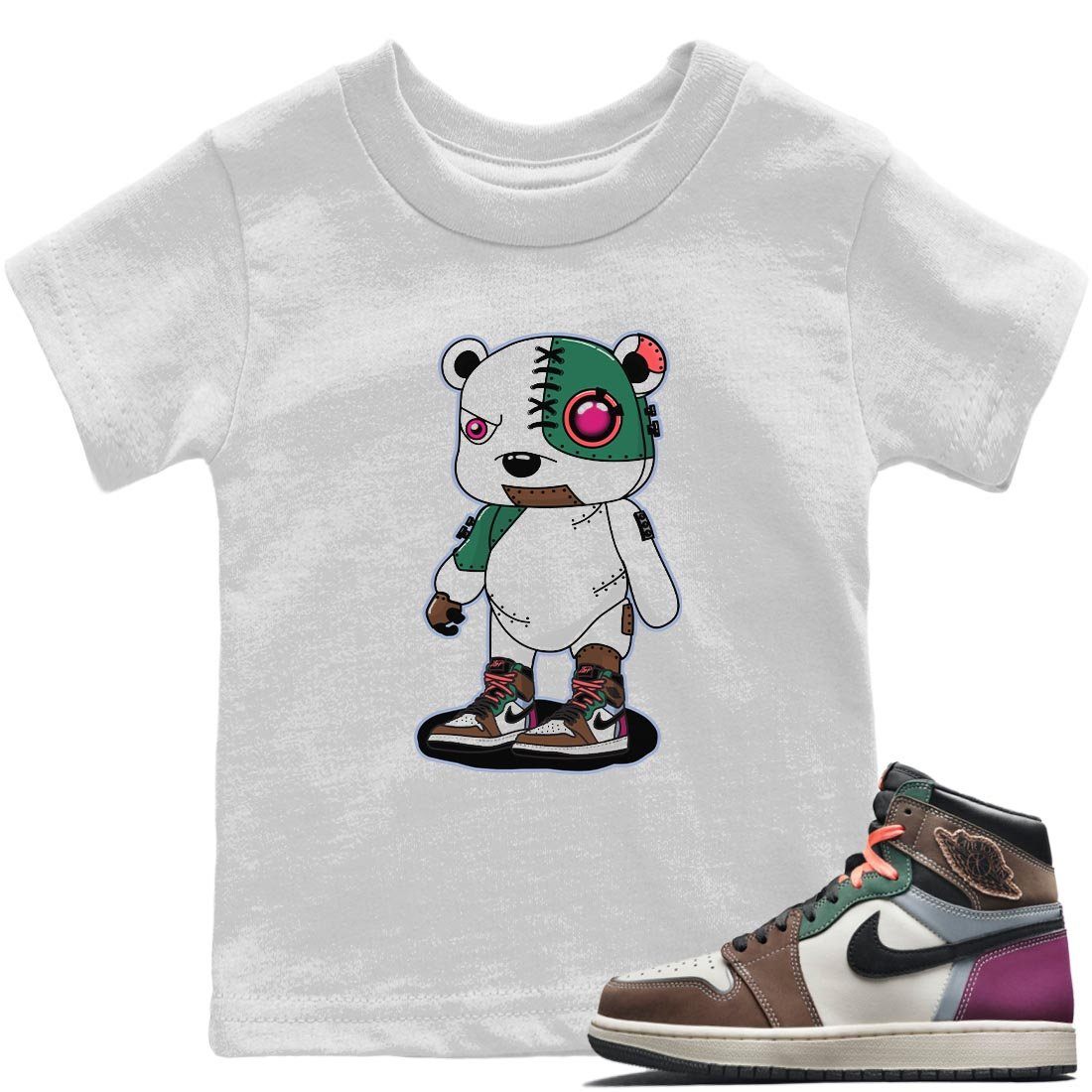 Cyborg Bear Kids Tops - Air Jordan 1 Hand Crafted