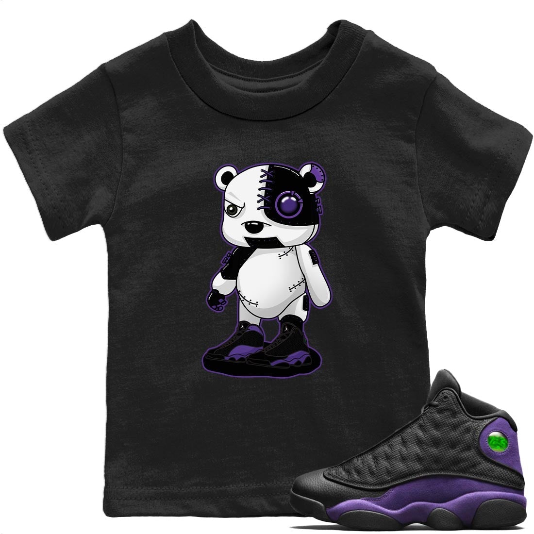 Cyborg Bear Kids Tops - Air Jordan 13 Court Purple