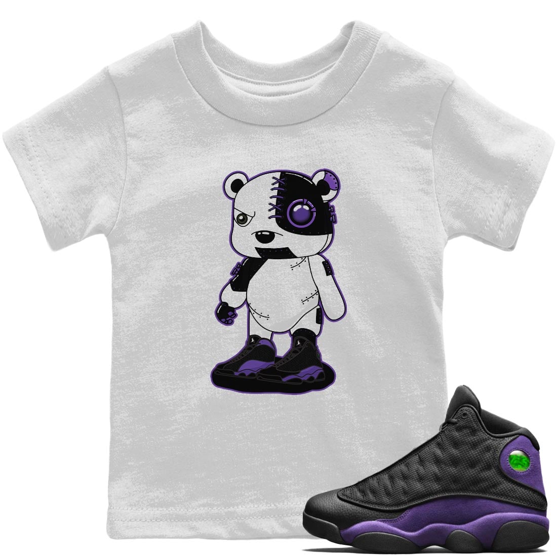 Cyborg Bear Kids Tops - Air Jordan 13 Court Purple