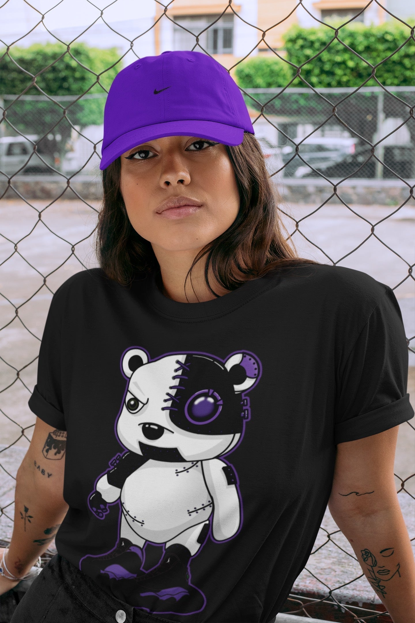 Cyborg Bear Unisex Tops - Air Jordan 13 Court Purple