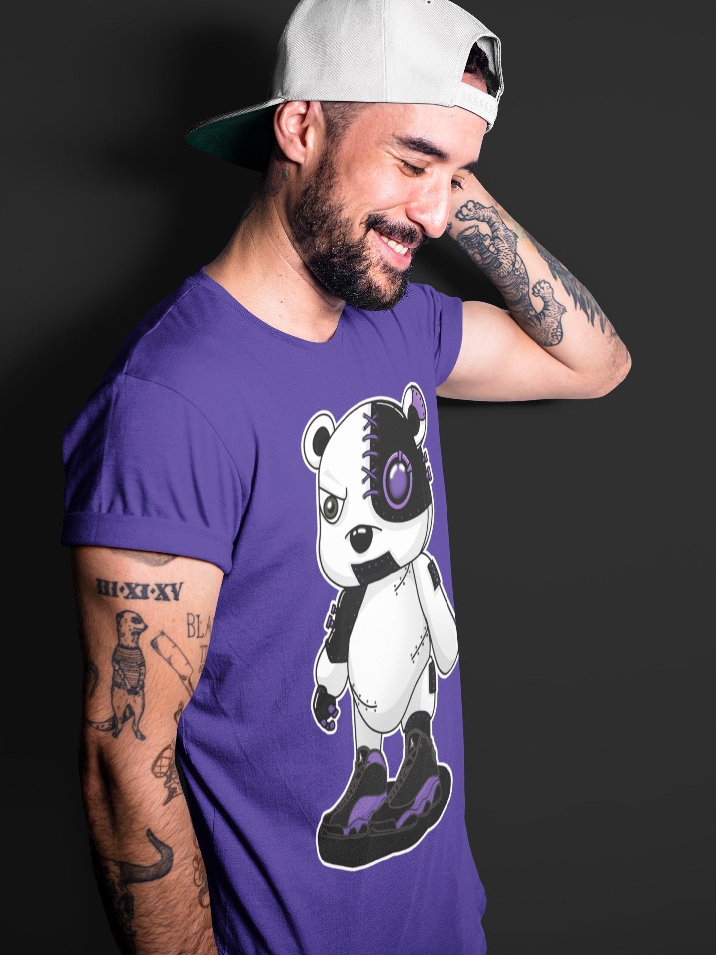 Cyborg Bear Unisex Tops - Air Jordan 13 Court Purple
