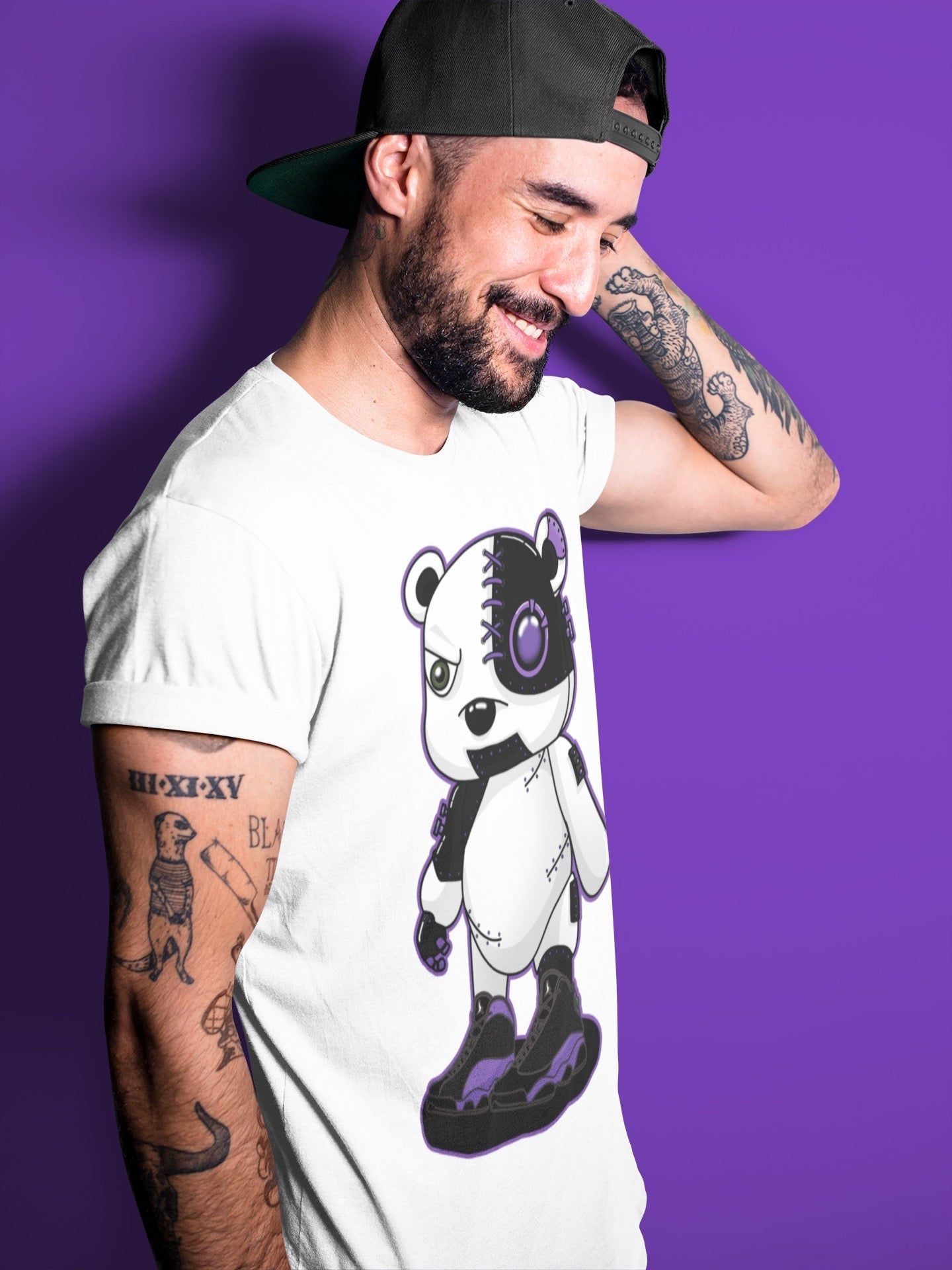 Cyborg Bear Unisex Tops - Air Jordan 13 Court Purple