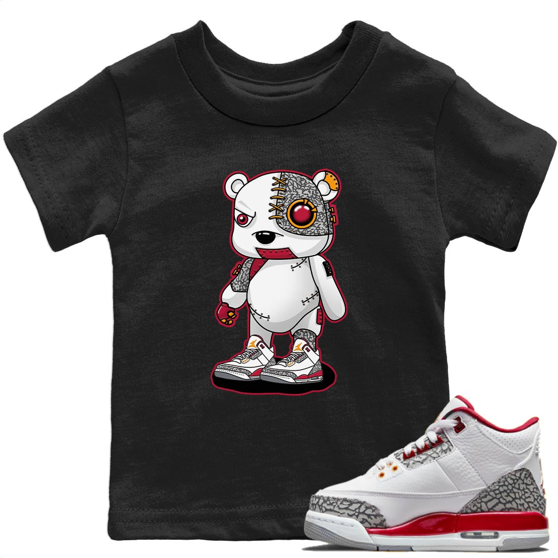 Cyborg Bear Kids Tops - Air Jordan 3 Cardinal