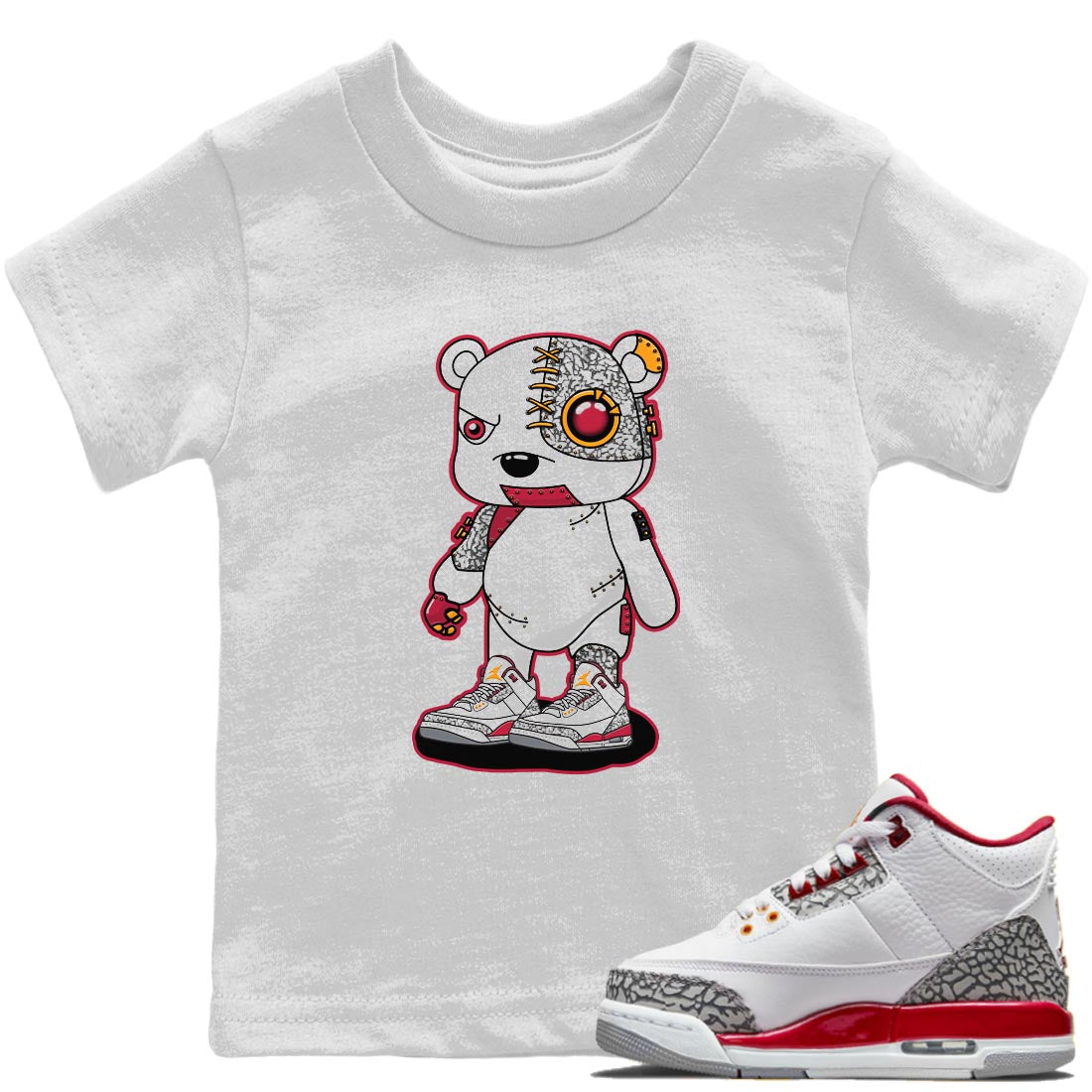 Cyborg Bear Kids Tops - Air Jordan 3 Cardinal