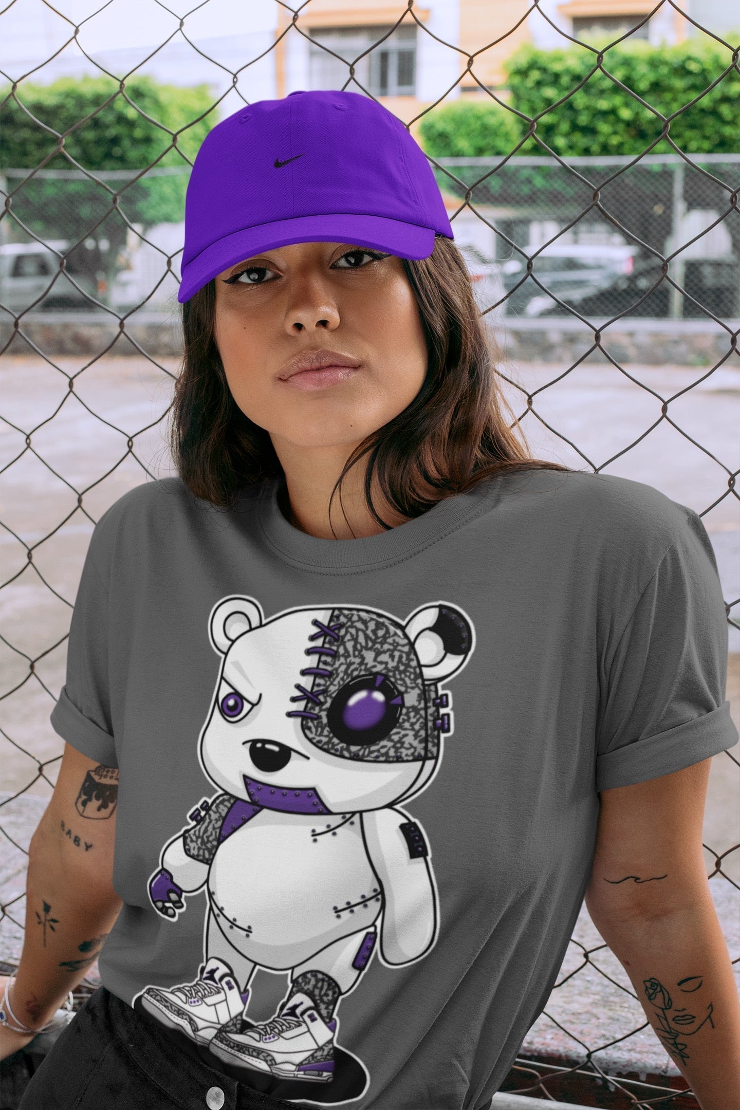 Cyborg Bear Unisex Tops - Air Jordan 3 Dark Iris